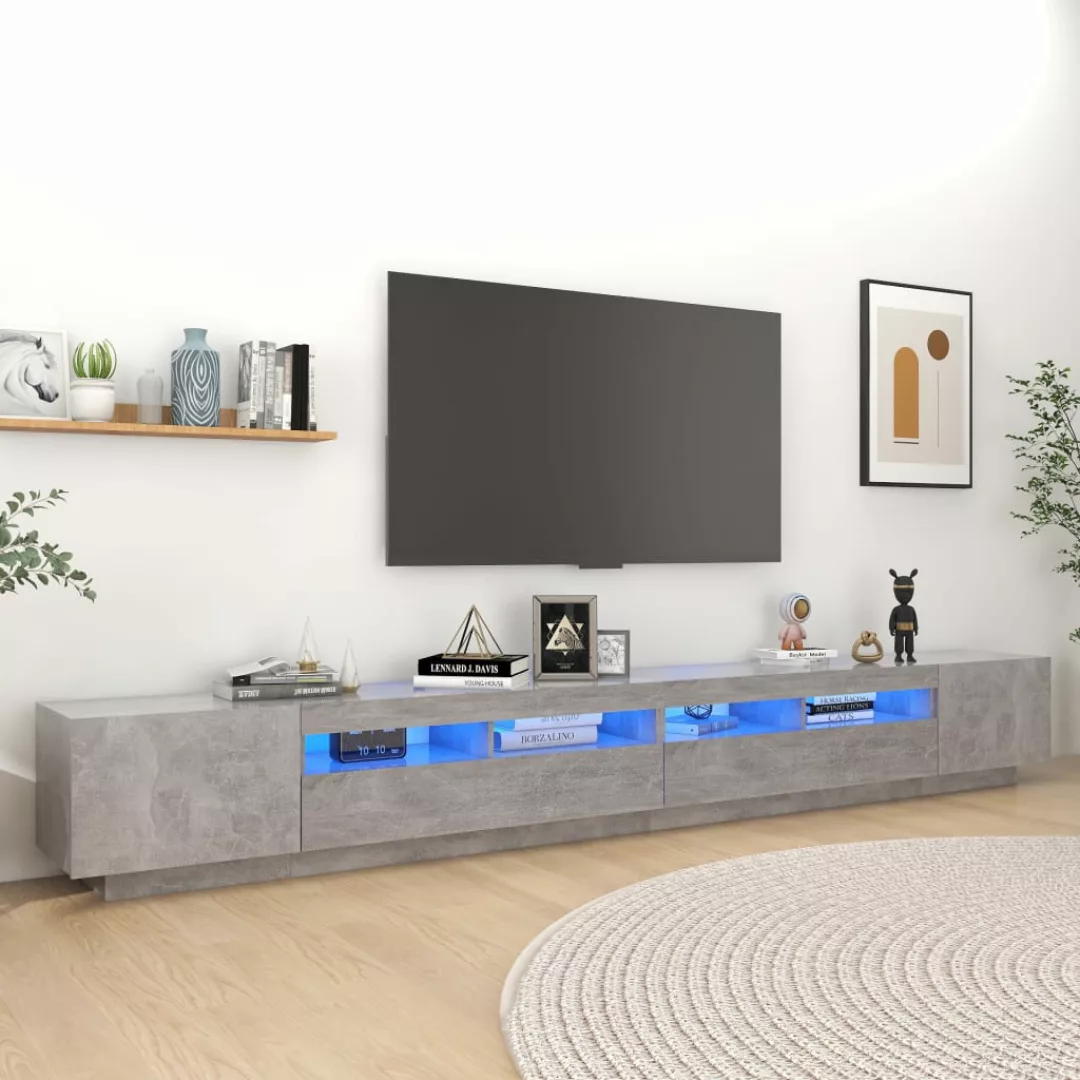 Tv-schrank Mit Led-leuchten Betongrau 300x35x40 Cm günstig online kaufen