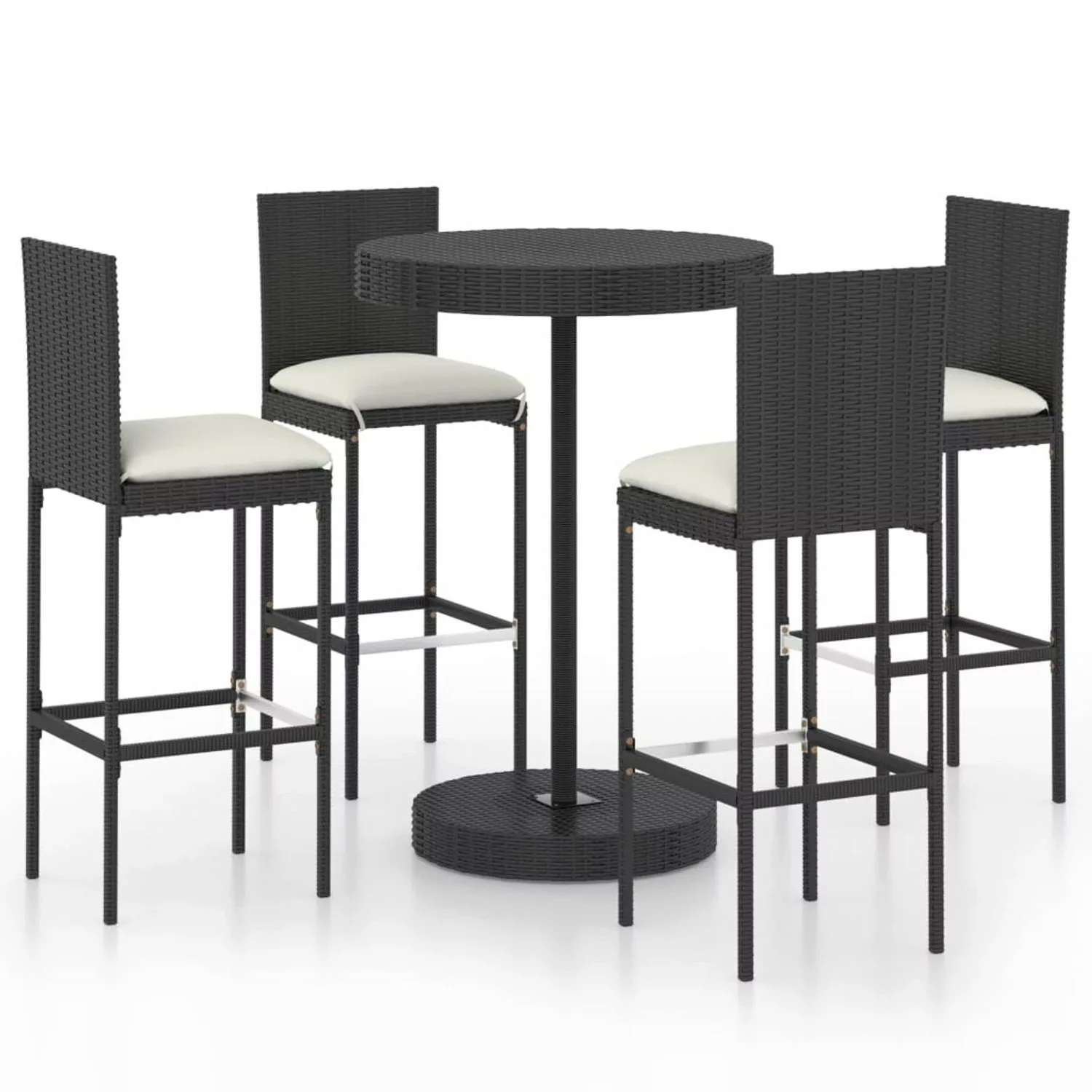 5-tlg. Gartenbar-set Mit Kissen Poly Rattan Schwarz günstig online kaufen