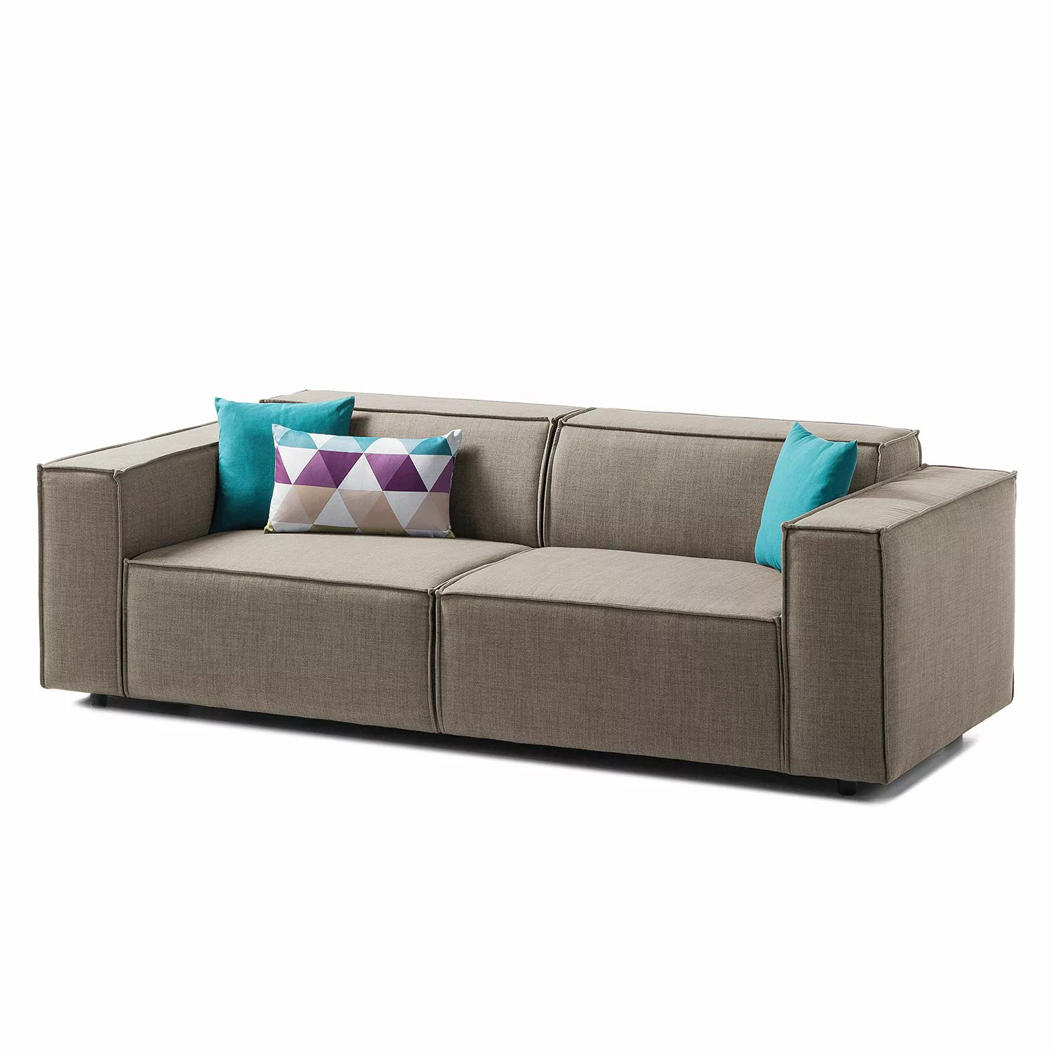 home24 Sofa Kinx 2,5-Sitzer Grau/Braun Webstoff 223x72x96 cm (BxHxT) Modern günstig online kaufen