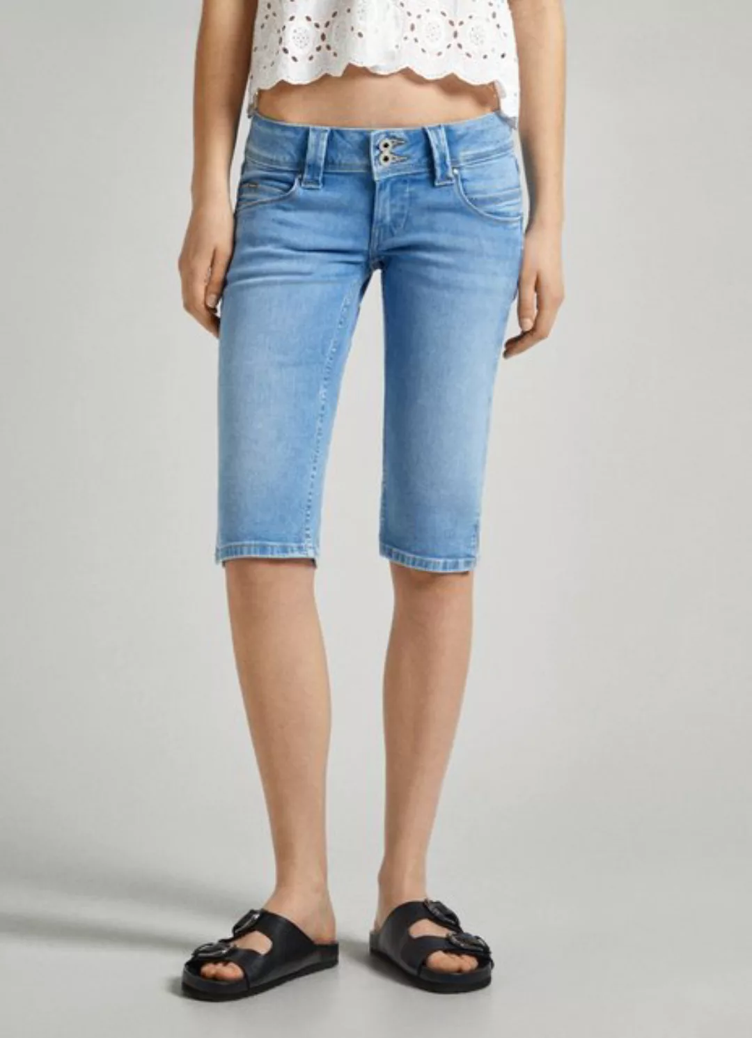 Pepe Jeans Damen Bermuda Short SLIM CROP LW - Slim Fit - Blau - Light Blue günstig online kaufen