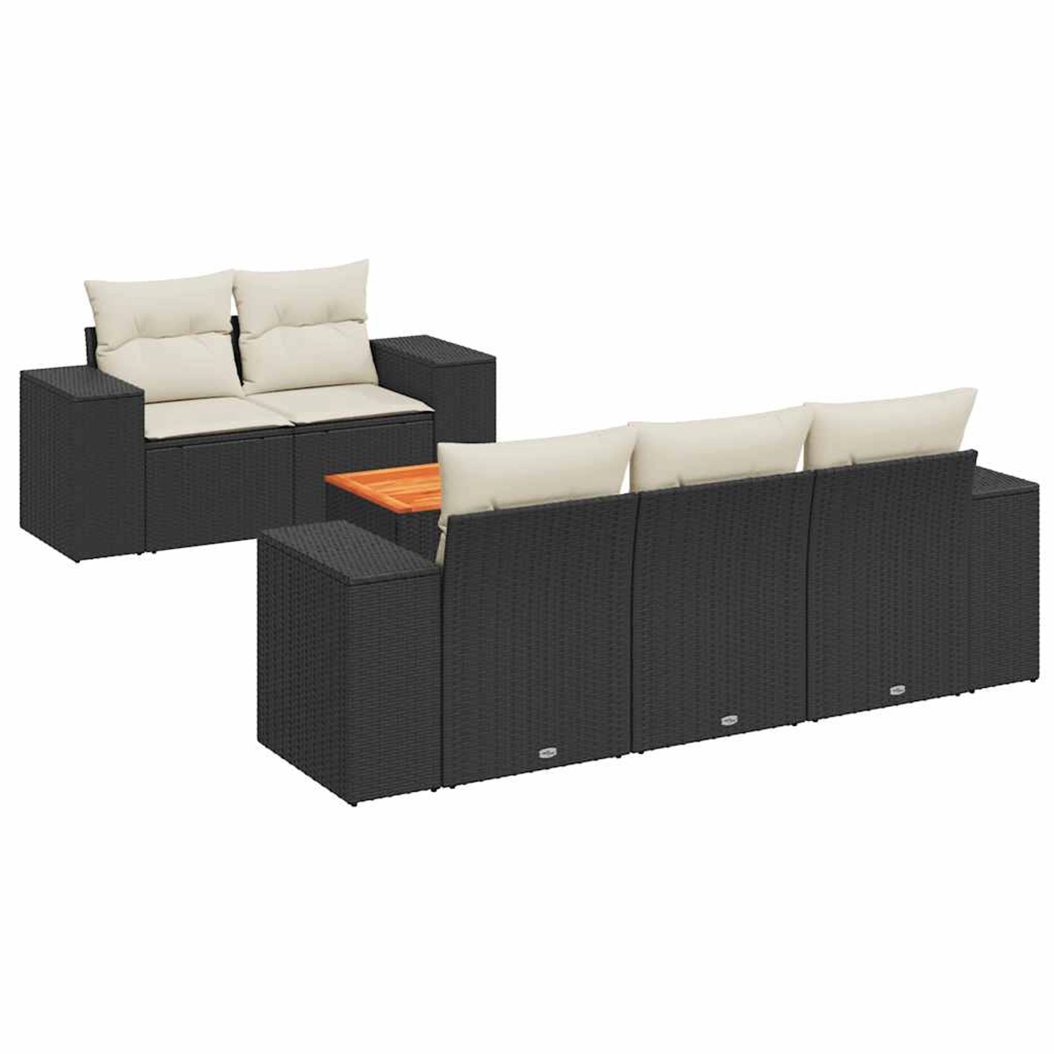 vidaXL 6-Tlg Garten-Sofagarnitur mit Kissen Schwarz Poly Rattan 3257659 günstig online kaufen