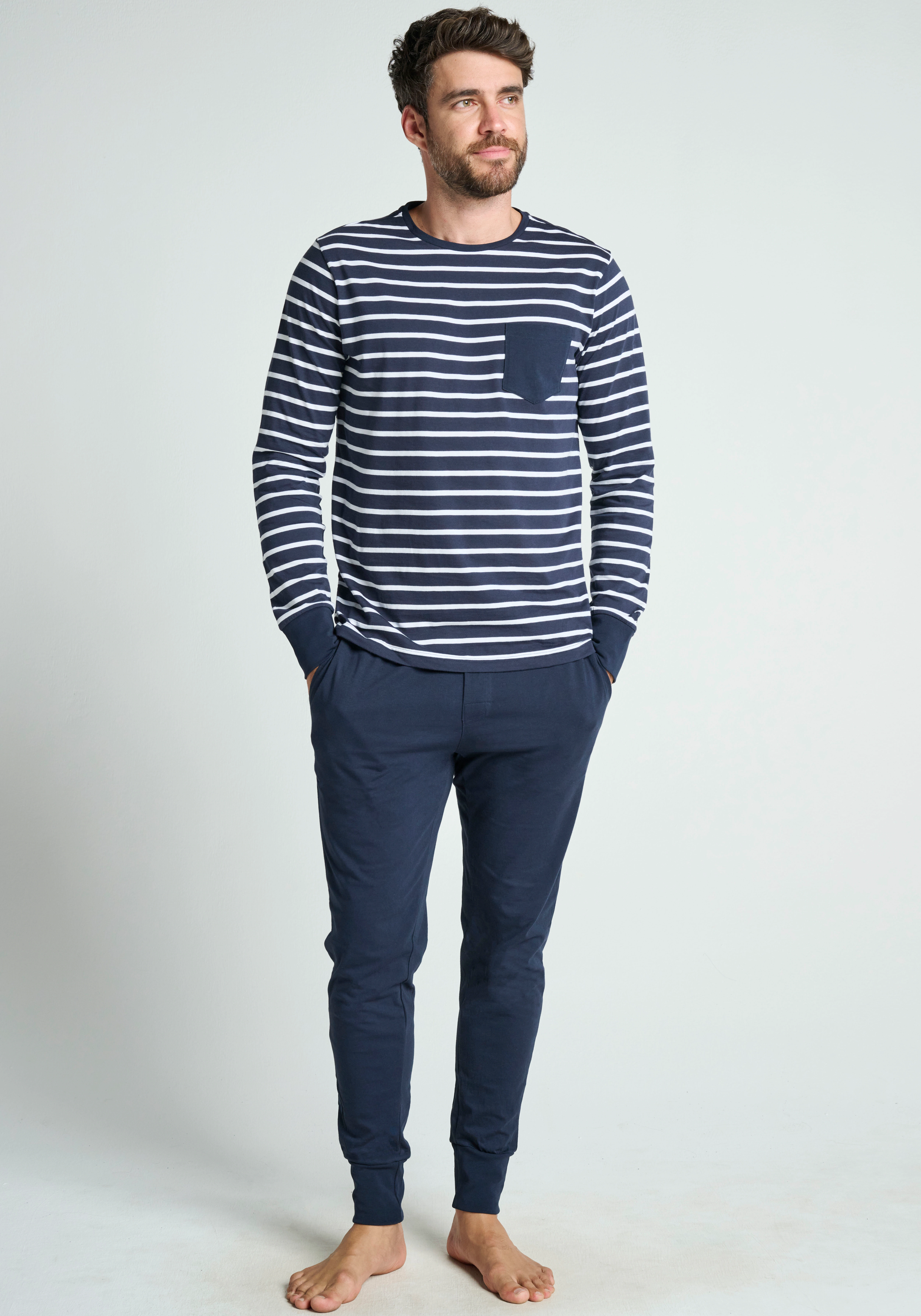 Jockey Pyjama "Cotton Nautical Stripe Pyjama 1/1 Knit", (2 tlg.), Brusttasc günstig online kaufen