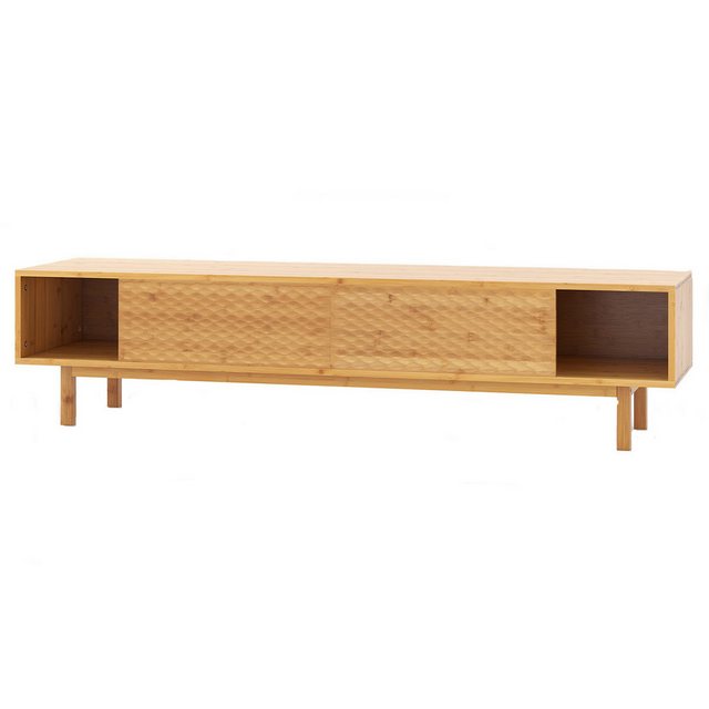 COSTWAY TV-Schrank Bambus, mit 2 Schiebetüren & 3 Fächern, 160x40x38cm günstig online kaufen