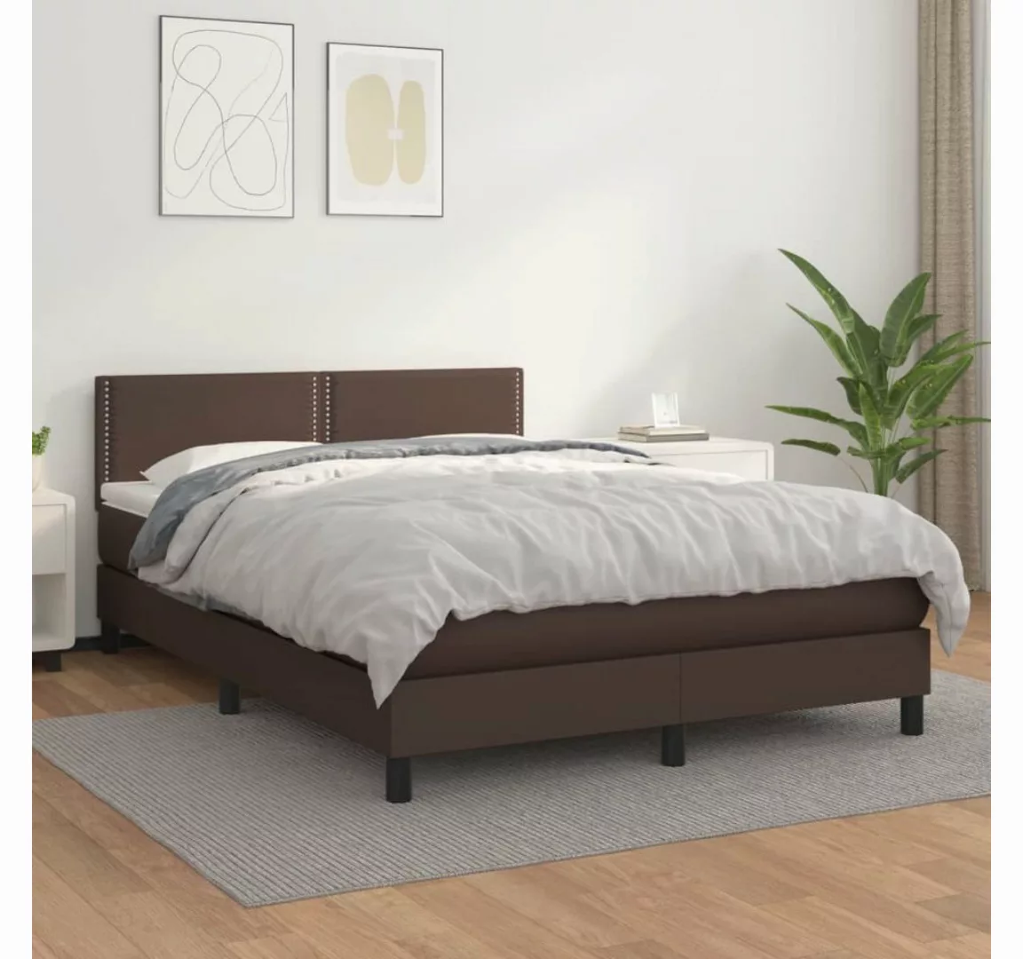 vidaXL Boxspringbett Bett Boxspringbett mit Matratze Kunstleder (140 x 200 günstig online kaufen