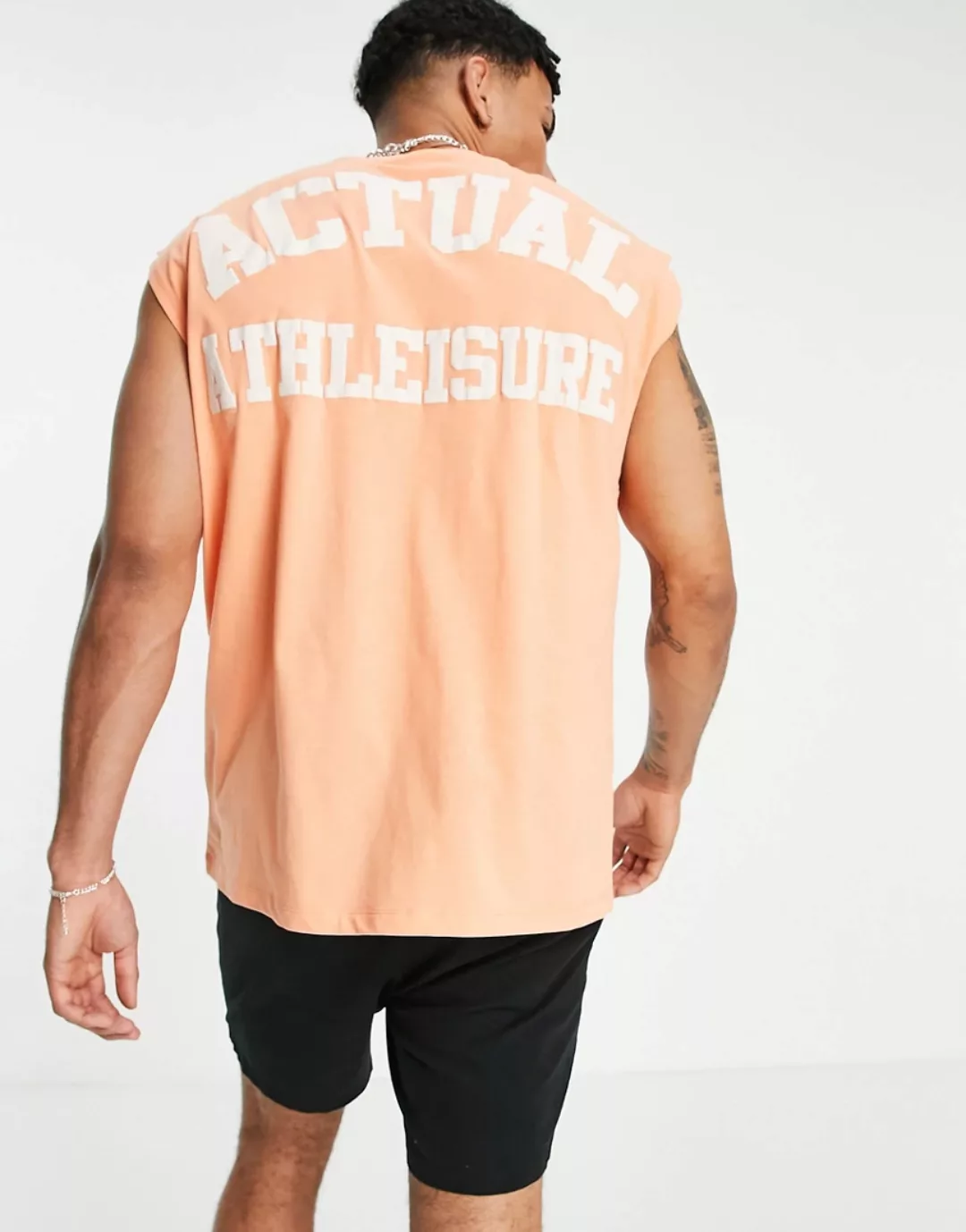 ASOS Actual – Oversize-Trägershirt mit Athleisure-Logoprint vorne und hinte günstig online kaufen