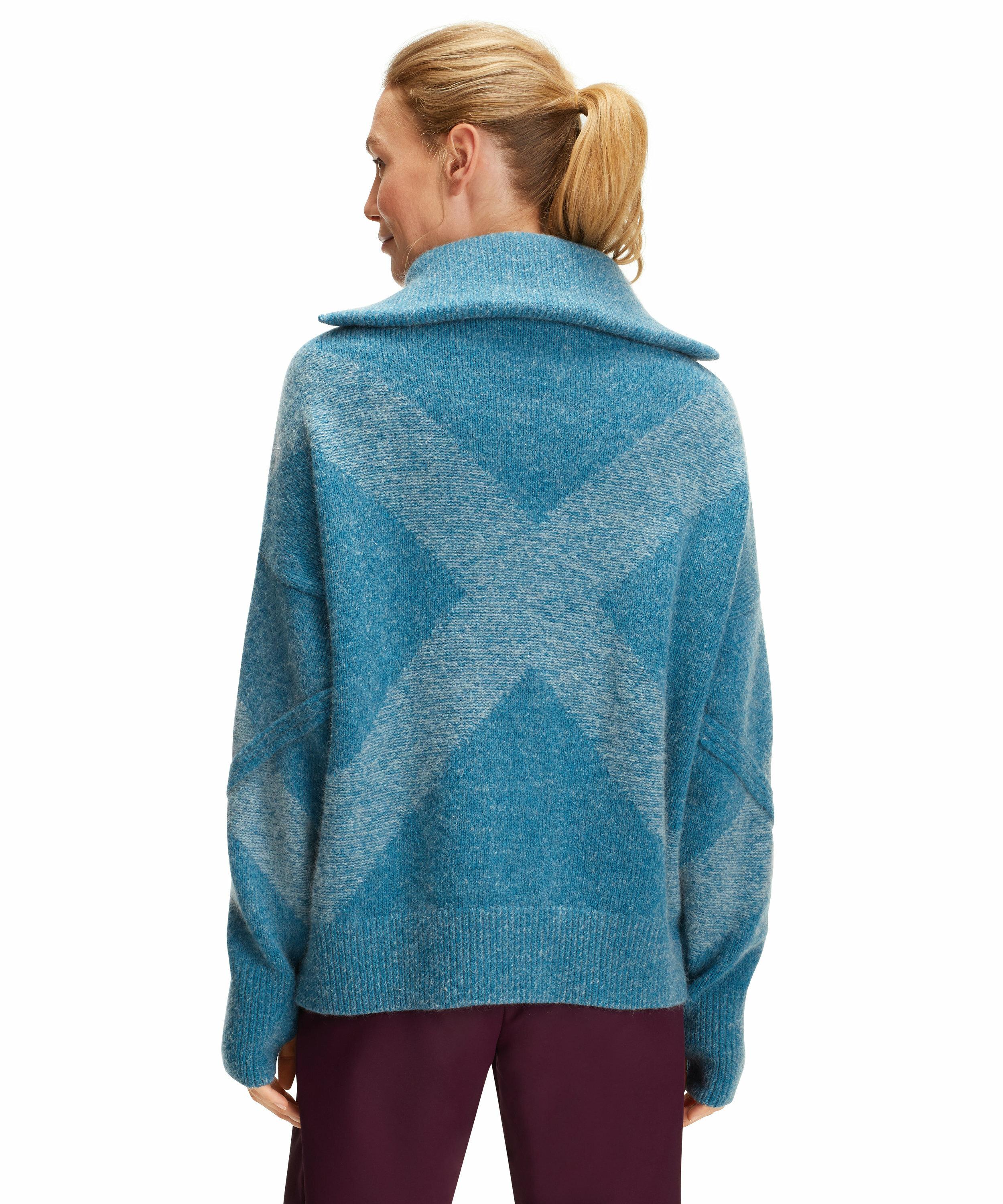 FALKE Damen Pullover Troyer, XL-XXL, Blau, Schurwolle, 37381-690803 günstig online kaufen