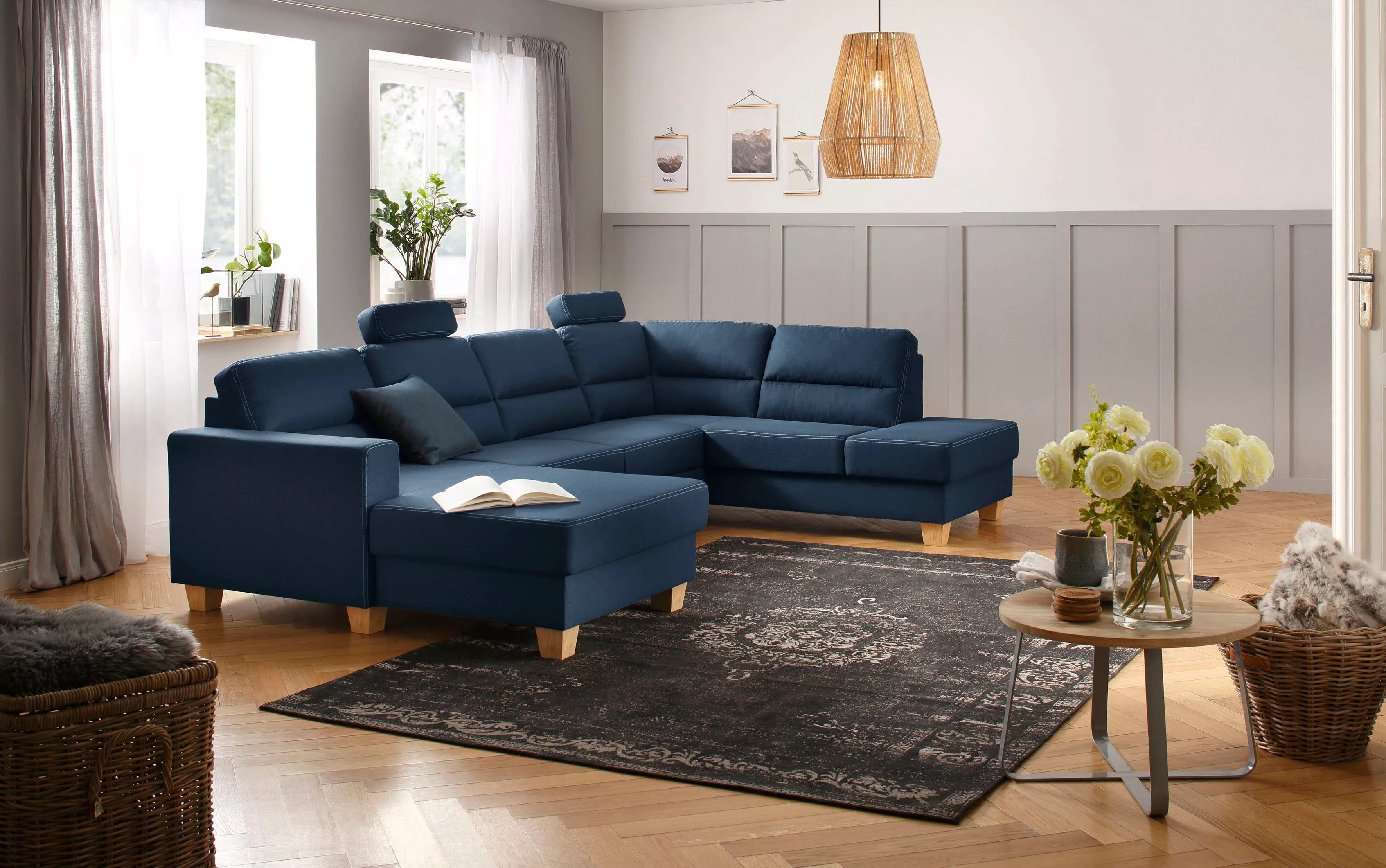 Home affaire Wohnlandschaft "Navan, komfortabel mit viel Platz, U-Form", wa günstig online kaufen