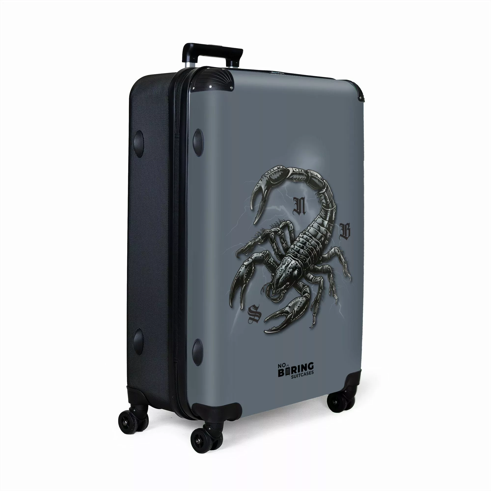 NoBoringSuitcases.com© Hartschalen-Trolley Blau mit schwarzem Skorpion günstig online kaufen