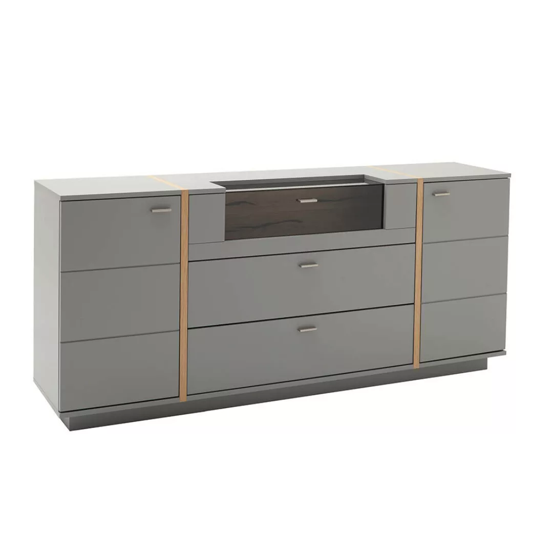 Sideboard mit sichtbarer Rückwand in Eiche SAVANNAH-05 in grau lackiert, B/ günstig online kaufen