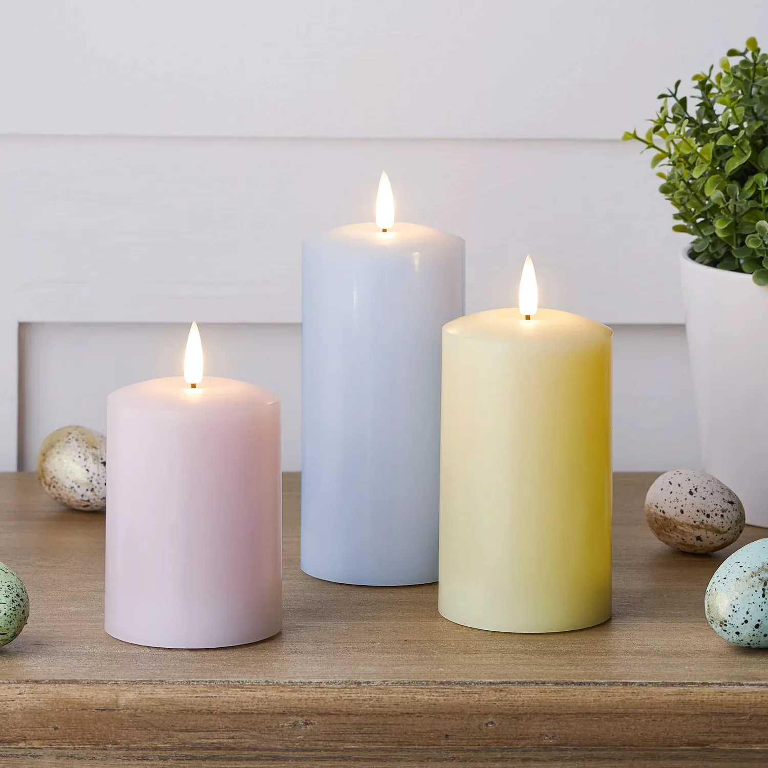 TruGlow® LED Kerzen Trio pastell mit Fernbedienung günstig online kaufen