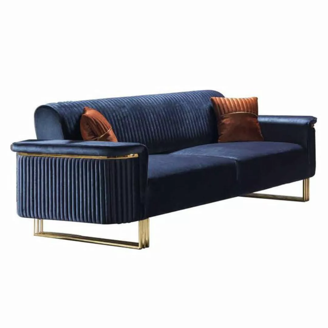 JVmoebel 3-Sitzer Blauer Wohnzimmer 3-Sitzer Luxuriöses Stoffsofa Elegante günstig online kaufen