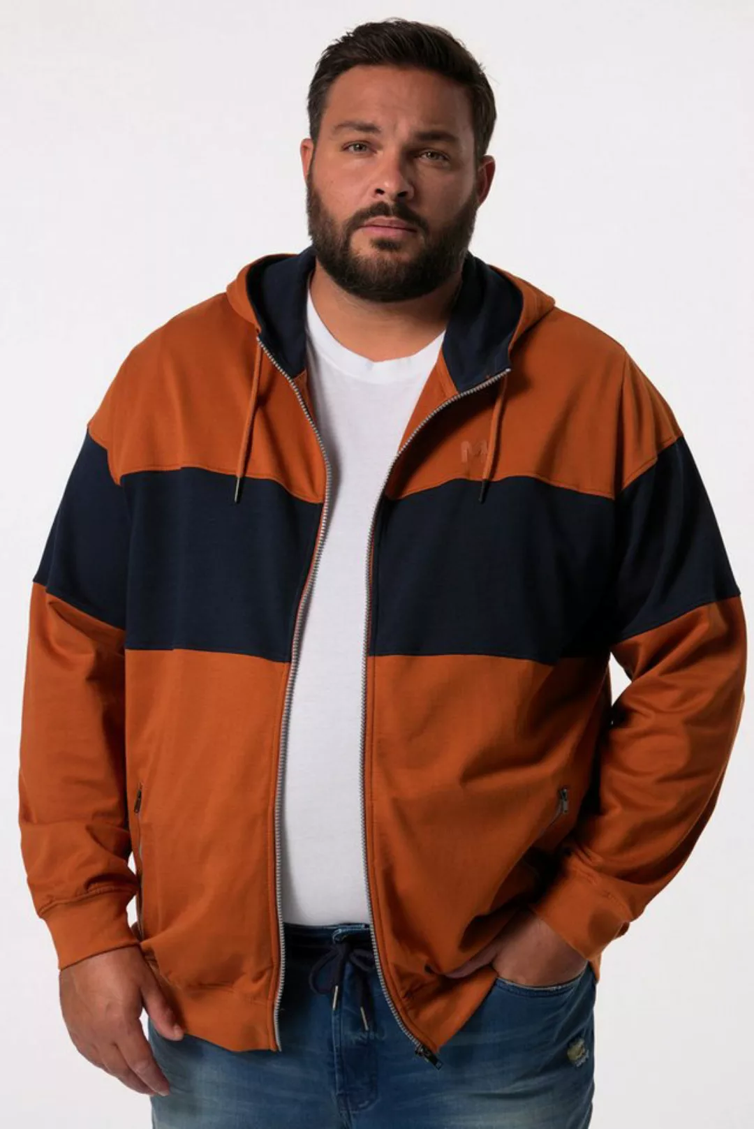 Men Plus Fleecejacke Men+ Hoodiejacke Sweat Colorblocking Kapuze günstig online kaufen