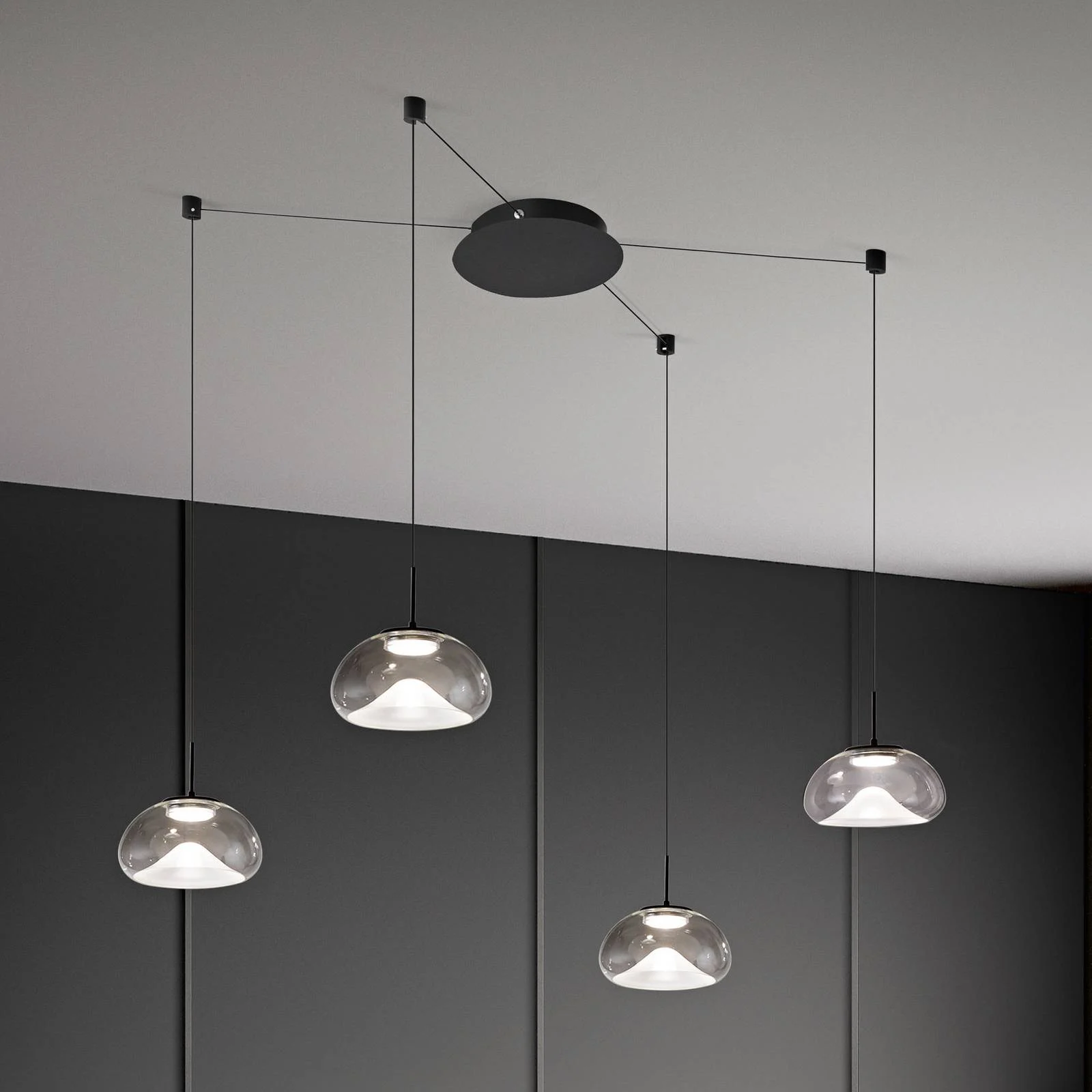 LED-Hängeleuchte Brena, 4-flg., klar, Glas, CCT, dimmbar günstig online kaufen