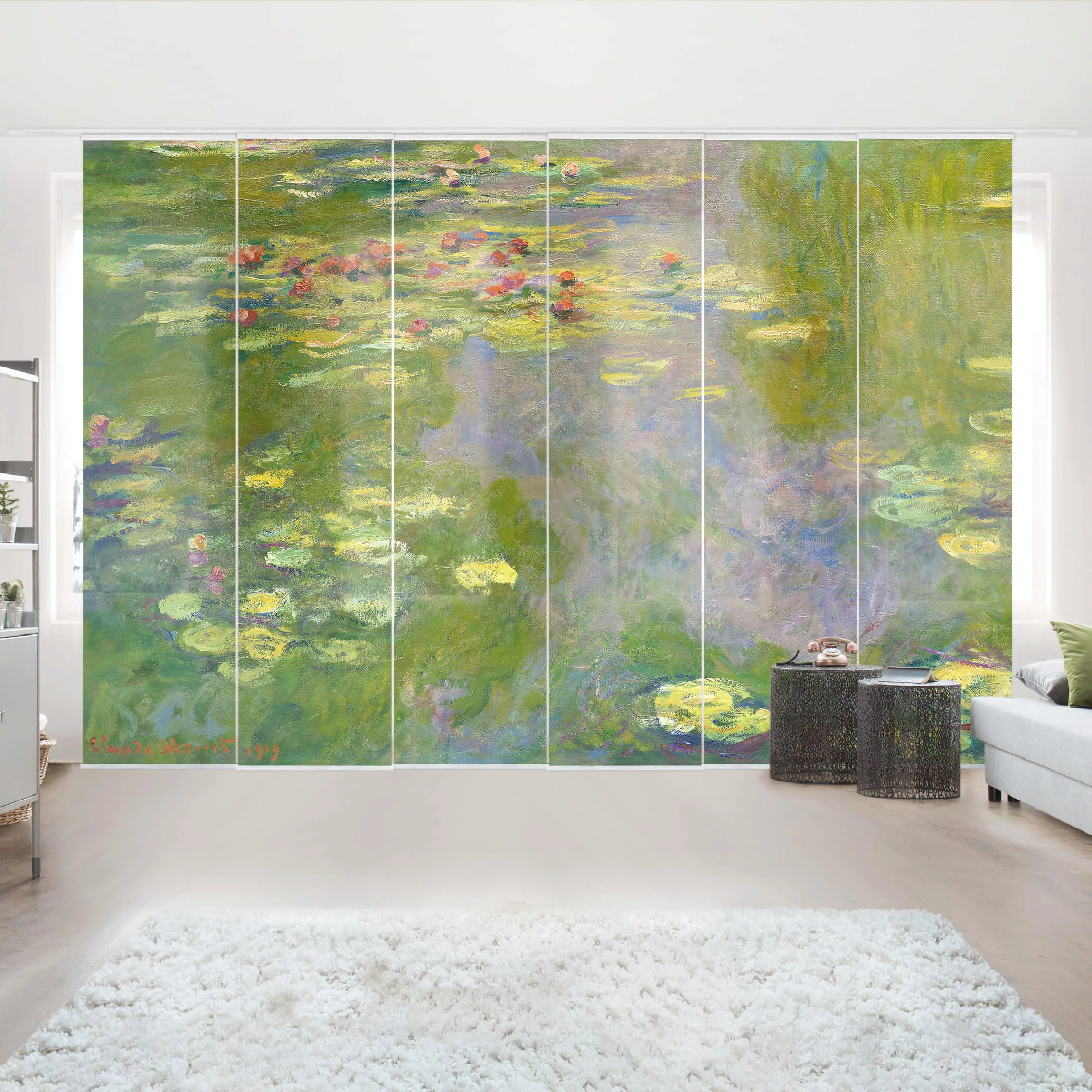 Schiebegardinen Set Botanik & Tropical Claude Monet - Grüne Seerosen günstig online kaufen