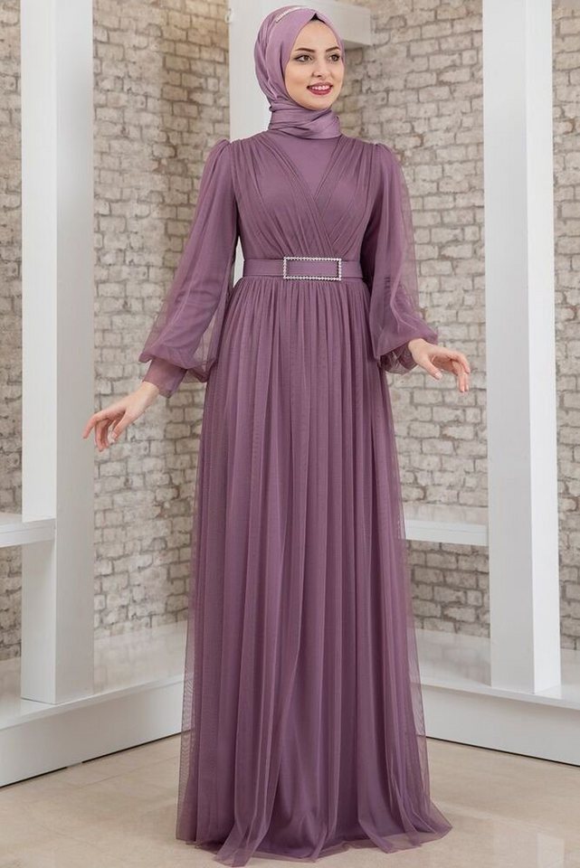 fashionshowcase Abendkleid Damen Glitzer Maxikleid mit Volant Abiye Abaya H günstig online kaufen