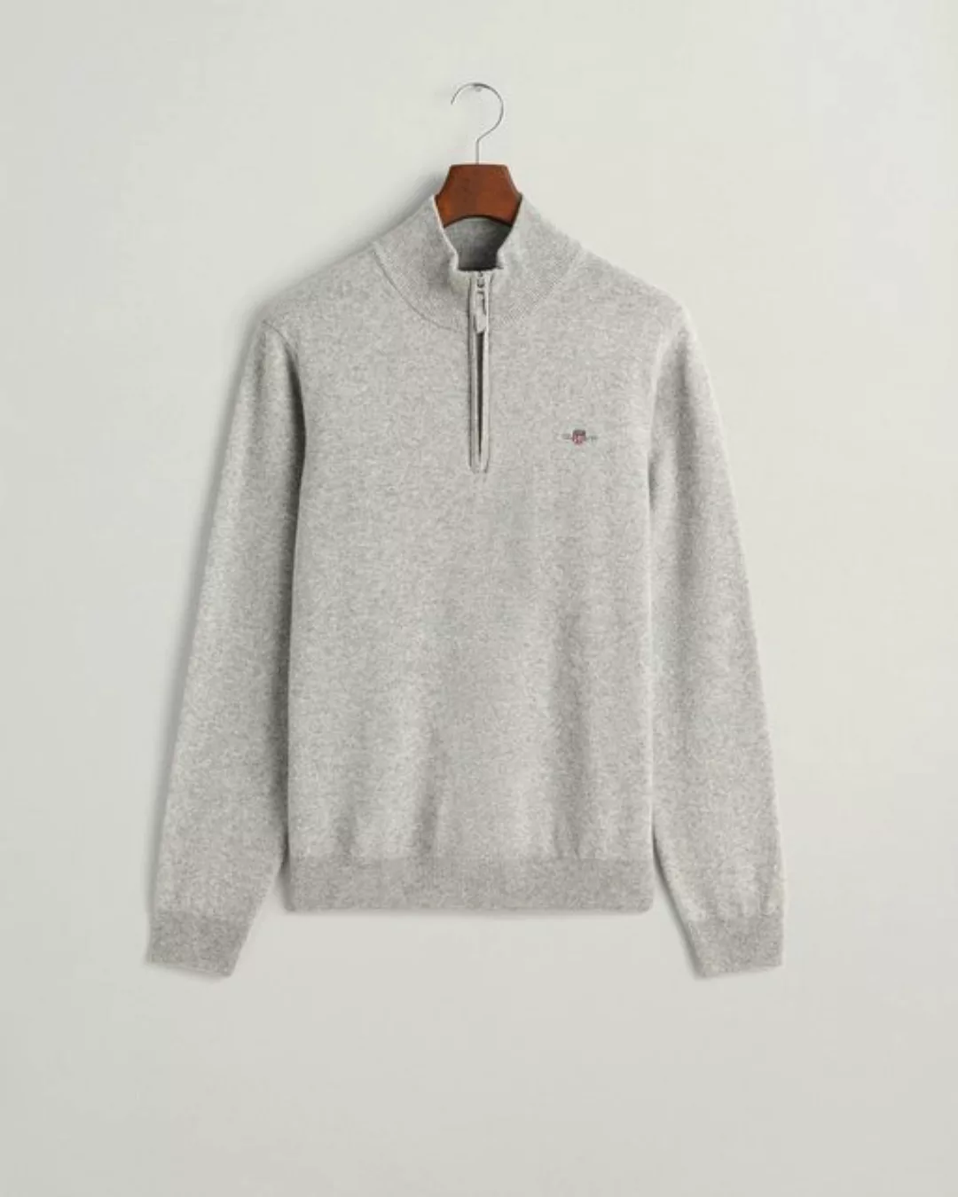 Gant Strickpullover SUPERFINE LAMBSWOOL HALF ZIP, GREY MELANGE günstig online kaufen