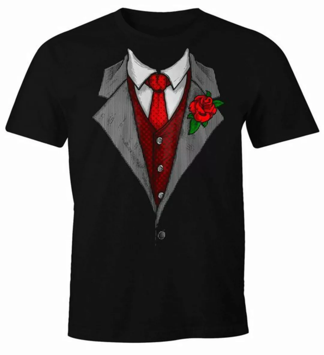 MoonWorks Print-Shirt Herren T-Shirt Anzug Schlips Krawatte aufgedruckt Fun günstig online kaufen