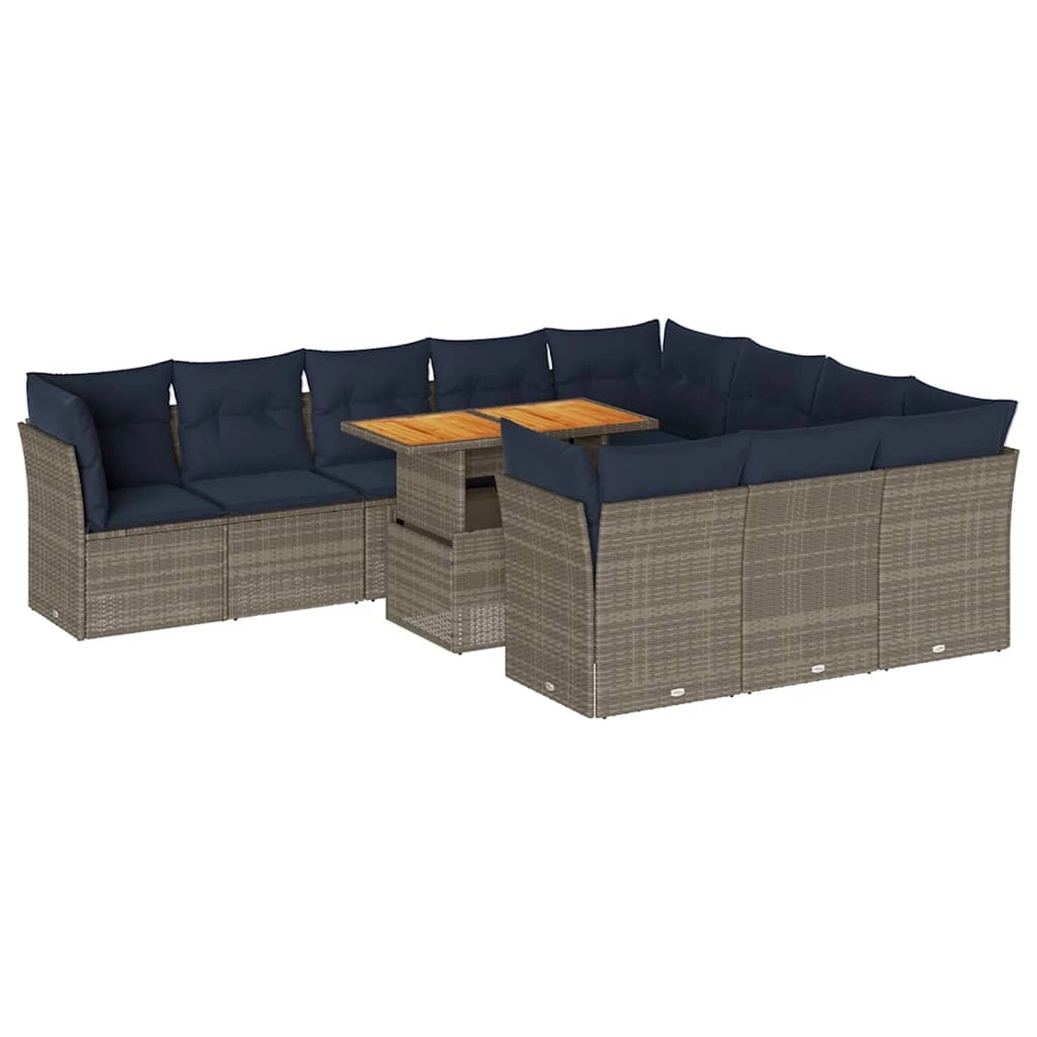 vidaXL 11-Tlg Garten-Sofagarnitur mit Kissen Grau Poly Rattan 3326980 günstig online kaufen