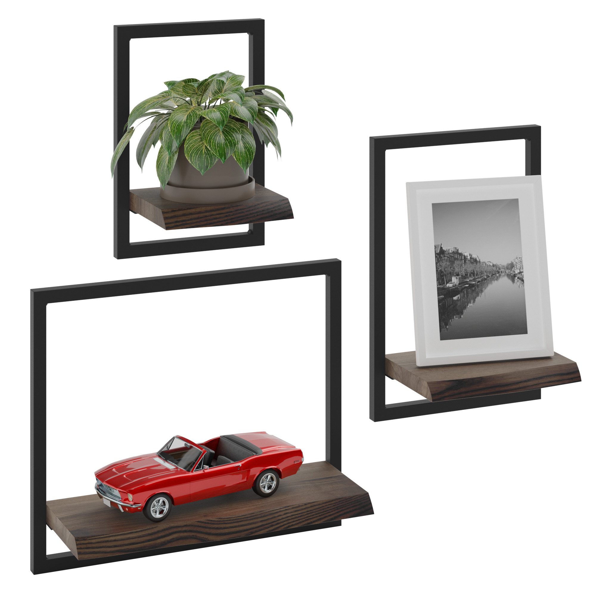 LAMO Manufaktur Wandregal Holz Set 3 günstig online kaufen