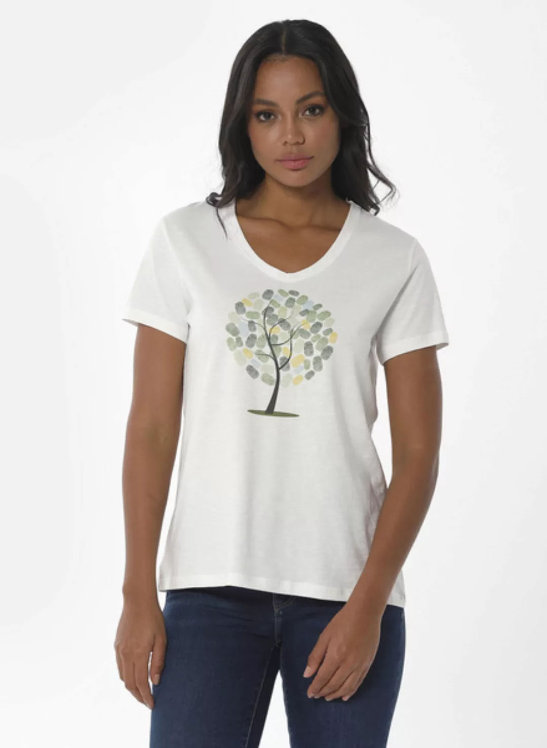 T-shirt Aus Bio-baumwolle Mit Baum-print günstig online kaufen