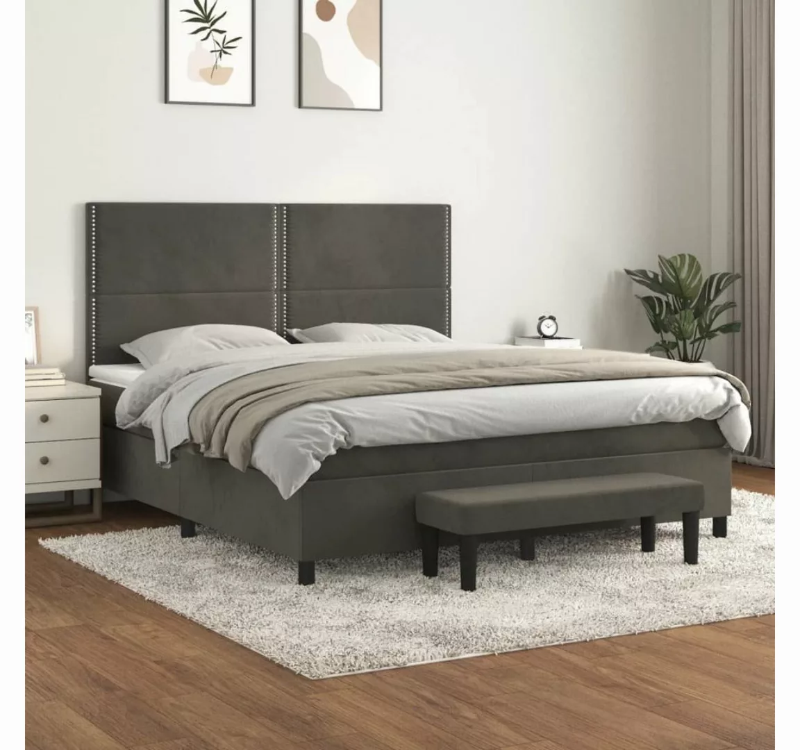 furnicato Bett Boxspringbett mit Matratze Dunkelgrau 180x200 cm Samt günstig online kaufen