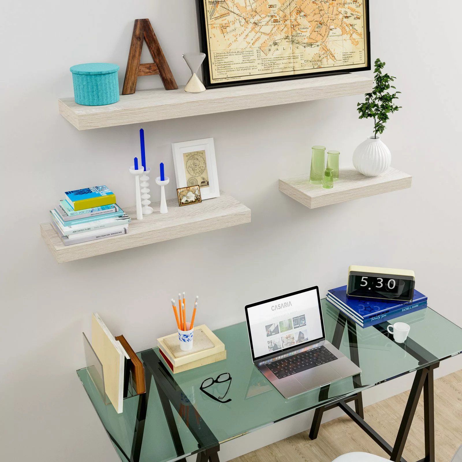 Casaria Wandboard, Eiche Hängeregal mit Halterung günstig online kaufen