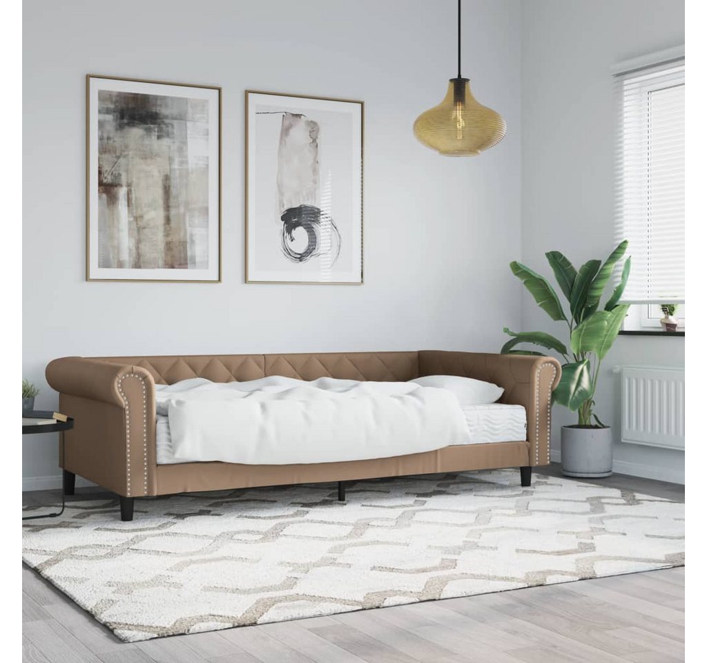 vidaXL Bett, Tagesbett mit Matratze Cappuccino 90x200 cm Kunstleder günstig online kaufen