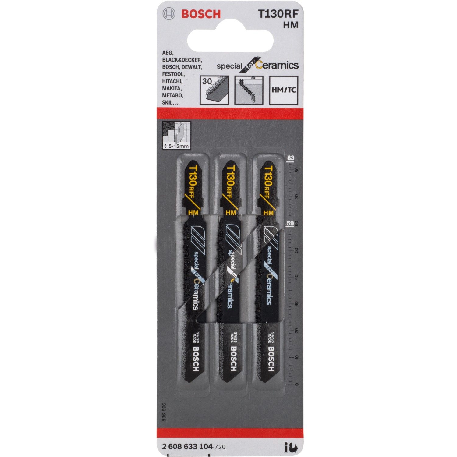 Bosch Stichsägeblatt T 130 RF Special for Ceramics 3-er Pack günstig online kaufen