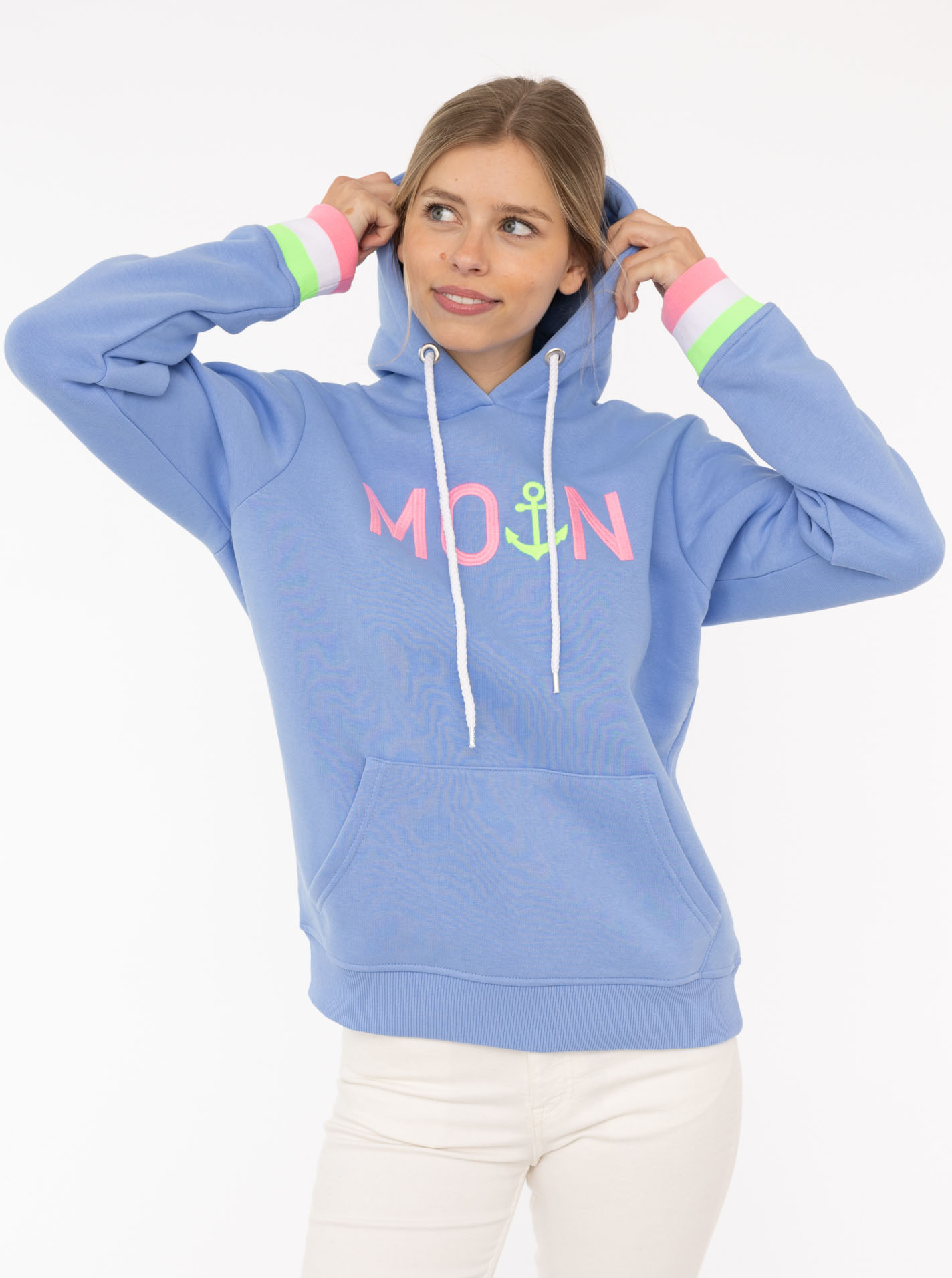 Zwillingsherz Hoodie ""Rahel"", mit "MOIN" und Anker Stickerei, kontrastfar günstig online kaufen