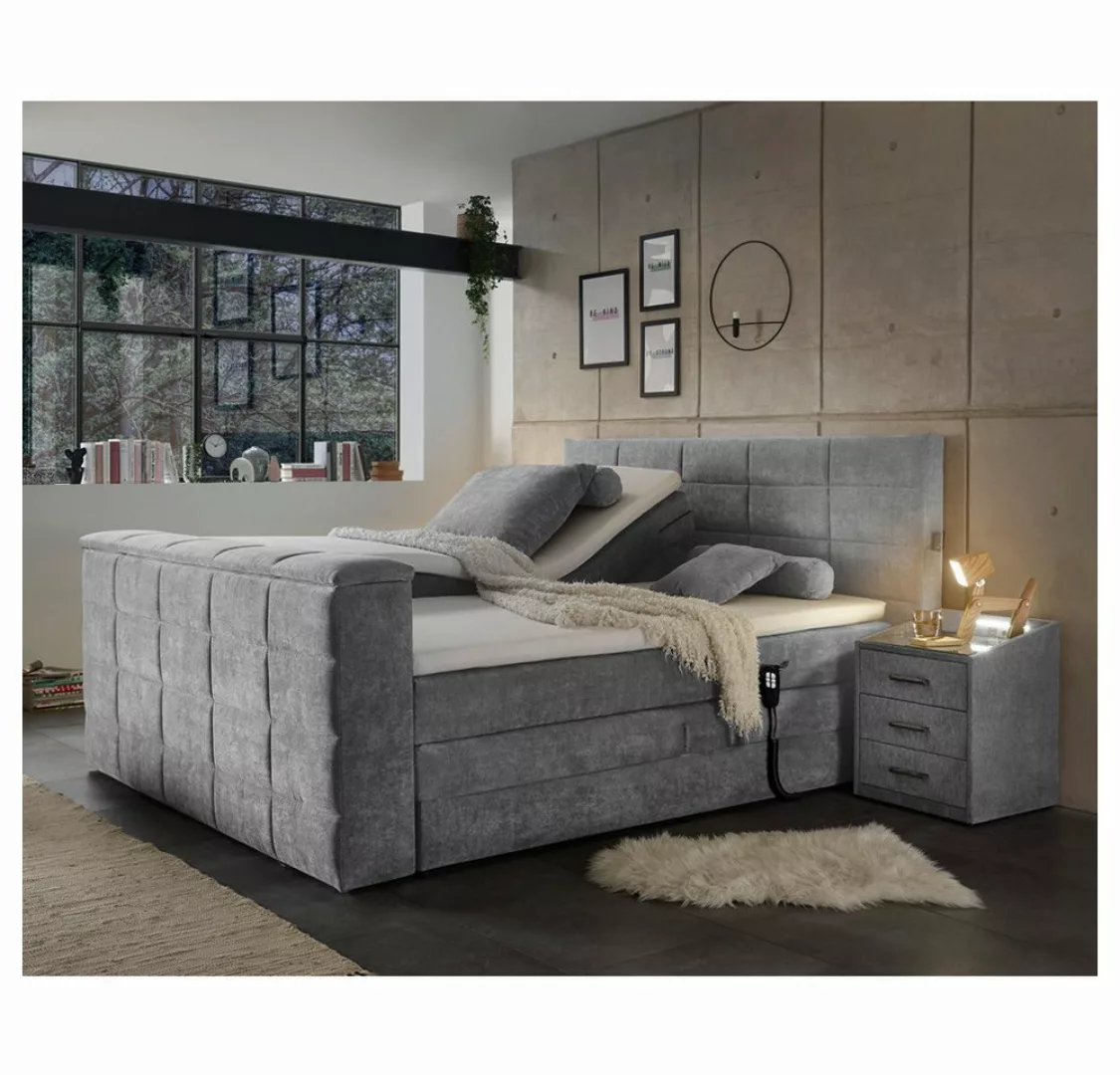 Lomadox Boxspringbett DURAZNO-09, 180x200cm dark grey TV-Halterung elektr. günstig online kaufen