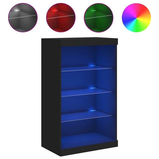 vidaXL Kleiderschrank Sideboard mit LED-Leuchten Schwarz 60,5x37x100 cm Gla günstig online kaufen