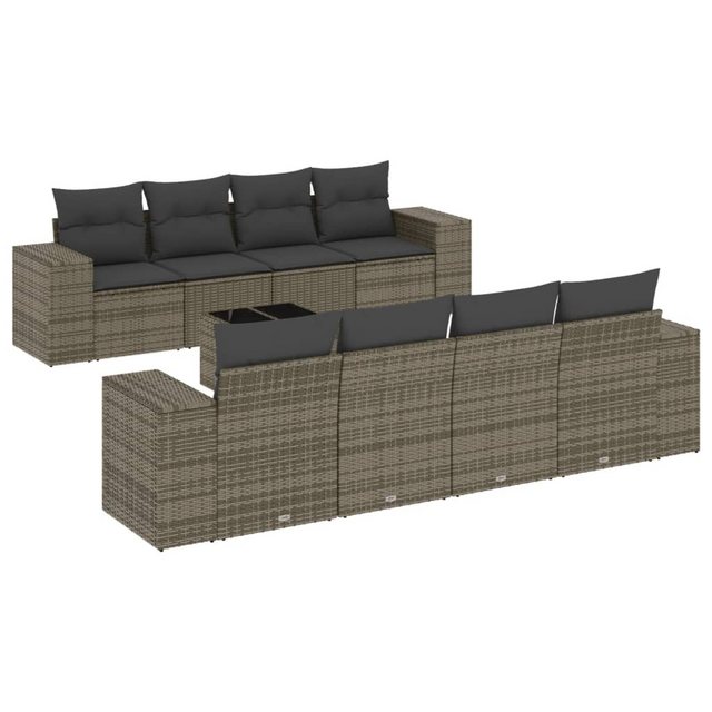 vidaXL Sofaelement 9-tlg. Garten-Sofagarnitur mit Kissen Grau Poly Rattan ( günstig online kaufen