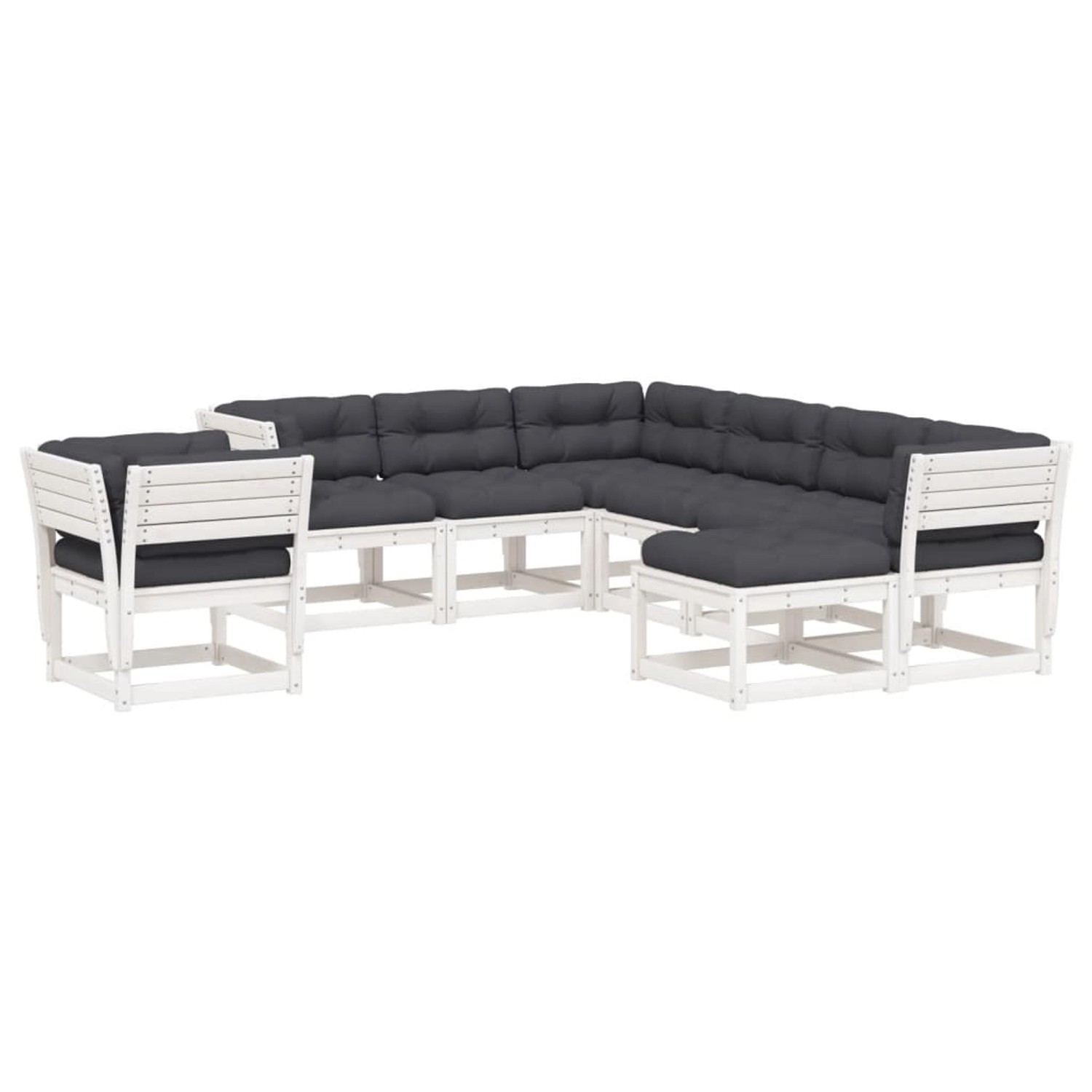 vidaXL 8-Tlg Garten-Lounge-Set mit Kissen Weiß Massivholz Kiefer 3216951 günstig online kaufen