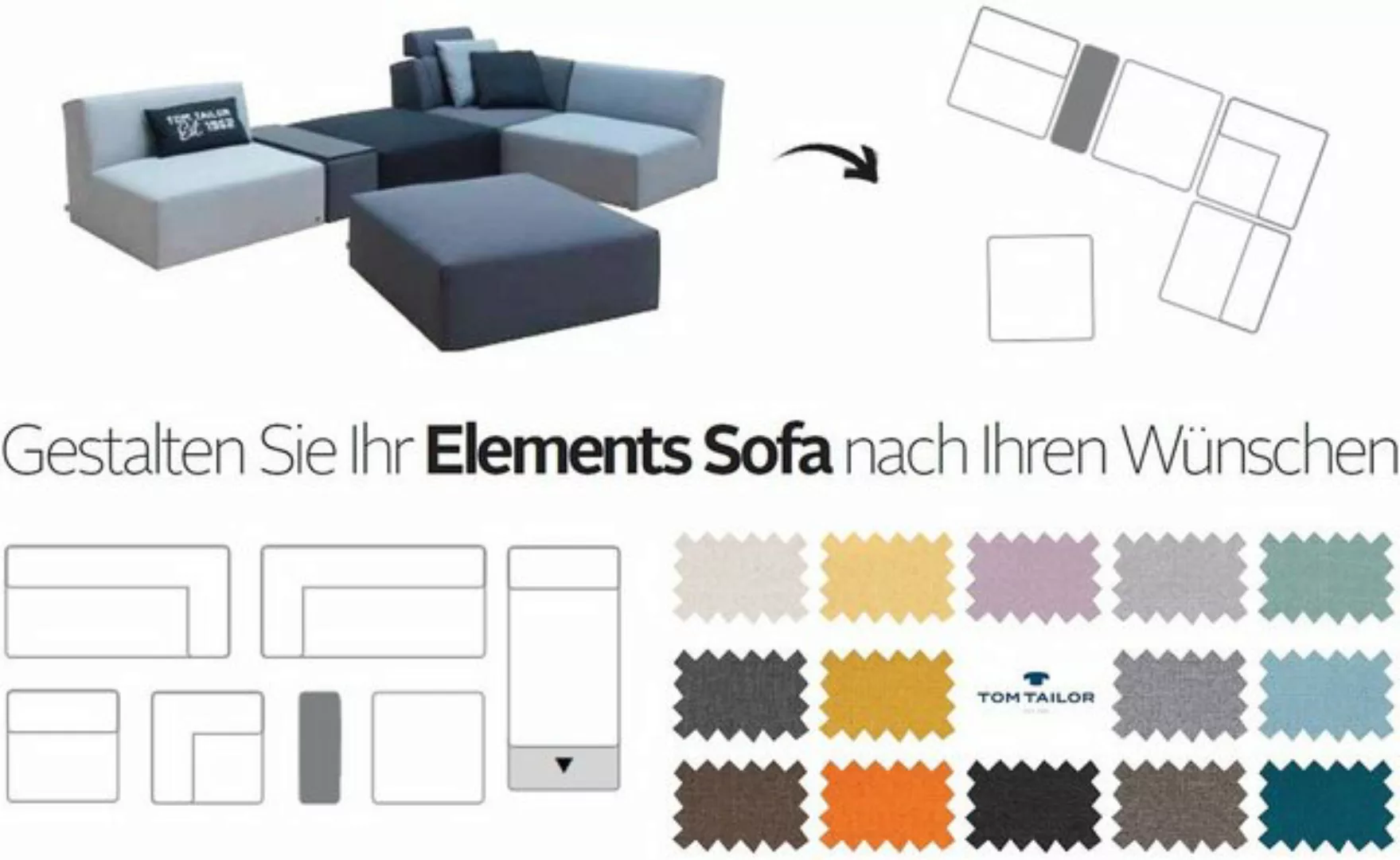 TOM TAILOR HOME Sofa-Eckelement "ELEMENTS", Ecksofa mit Armlehne rechts günstig online kaufen