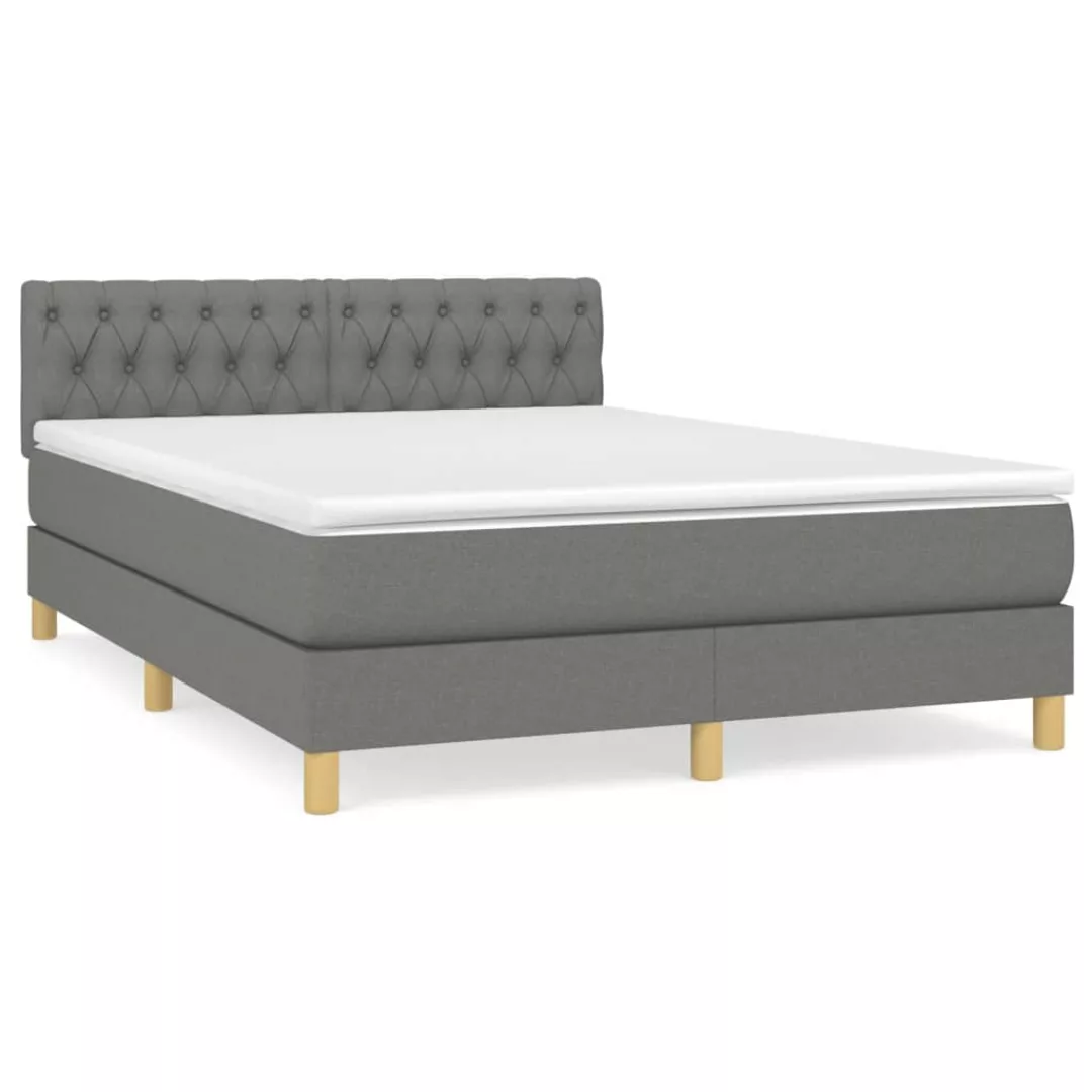 Vidaxl Boxspringbett Mit Matratze Dunkelgrau 140x200 Cm Stoff günstig online kaufen