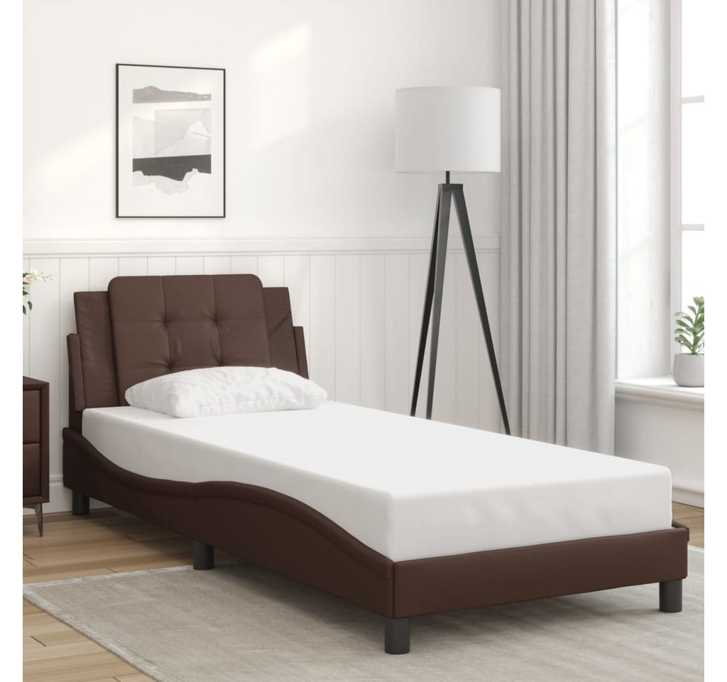 vidaXL Bett Bettgestell mit Kopfteil Braun 100x200 cm Kunstleder günstig online kaufen