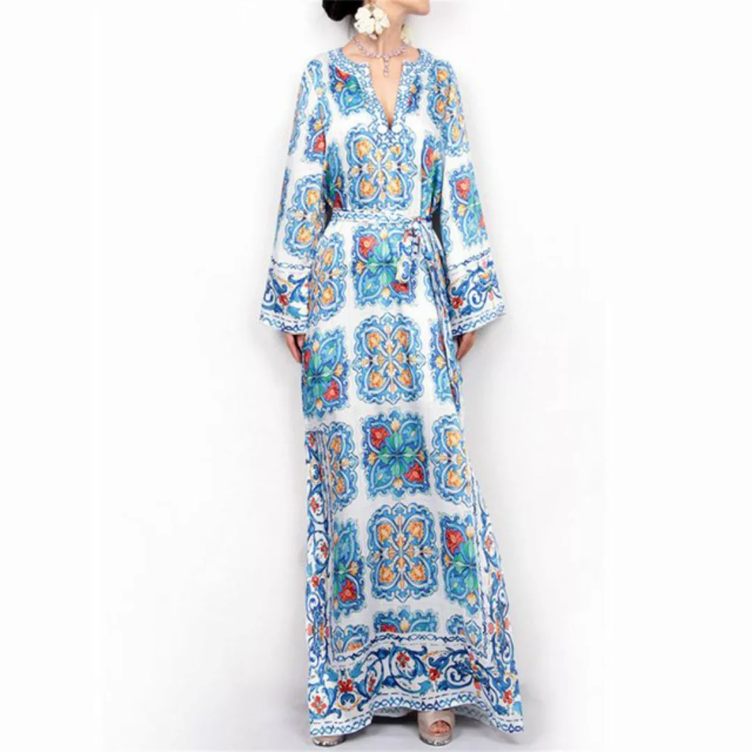 RUZU UG Dirndl Böhmisches Strandkleid, Damen-Abendkleid, bedrucktes Kleid günstig online kaufen