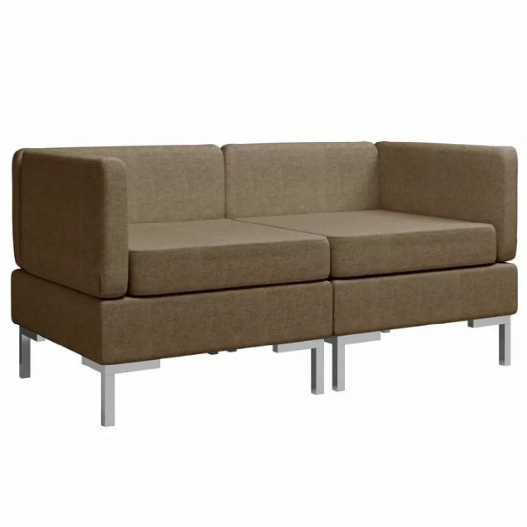 vidaXL Sofa Modular-Ecksofas 2 Stk. mit Auflagen Stoff Braun günstig online kaufen