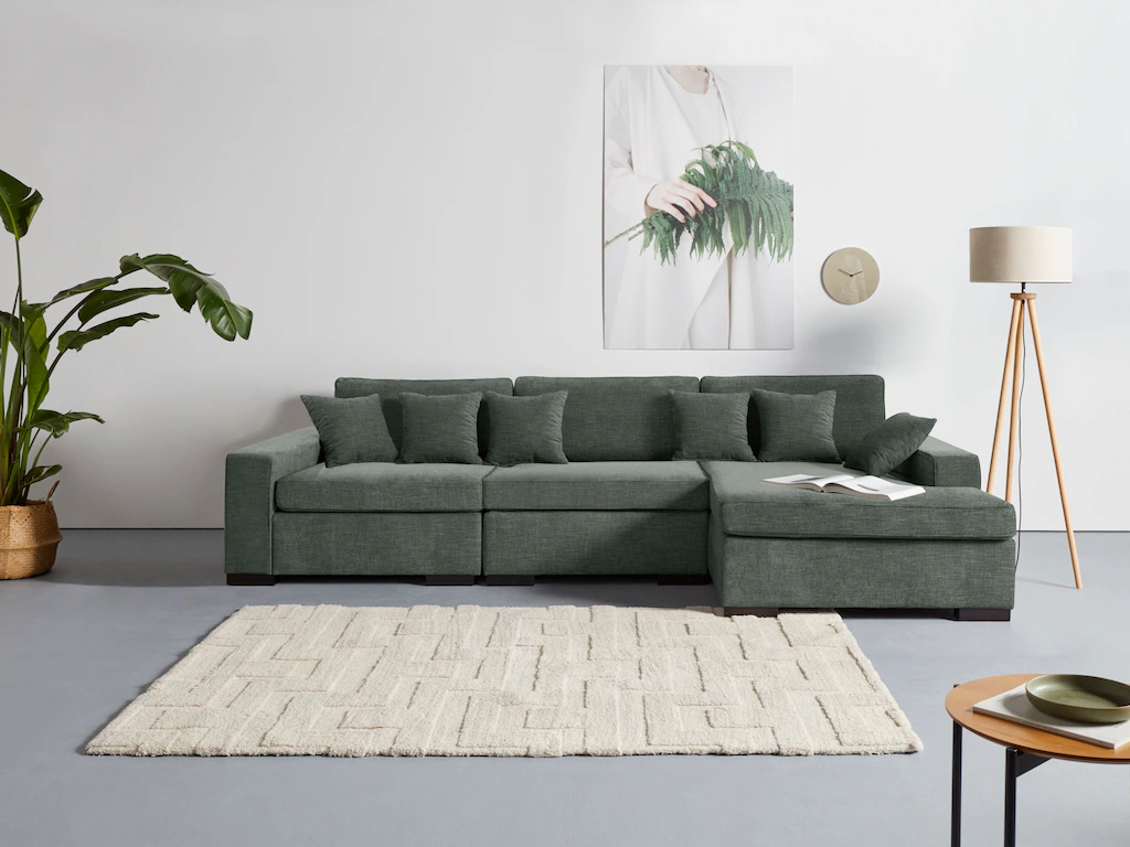 Home affaire Ottomane "Skara L-Form", Lounge-Sofa mit Federkernpolsterung, günstig online kaufen