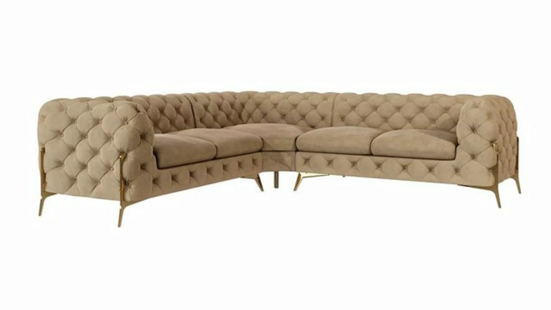 S-Style Möbel Ecksofa Chesterfield Ashley mit Goldene Metall Füßen, mit Wel günstig online kaufen