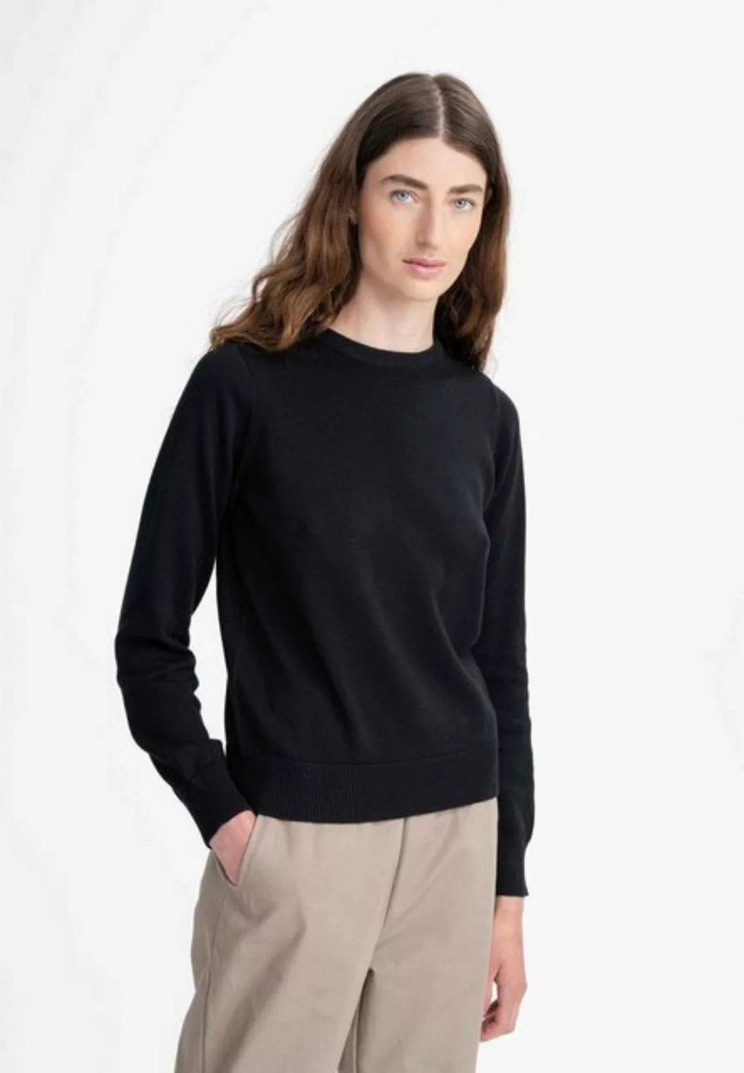 MELA Strickpullover Feinstrick Pullover DHANA Gerippter Kragen günstig online kaufen