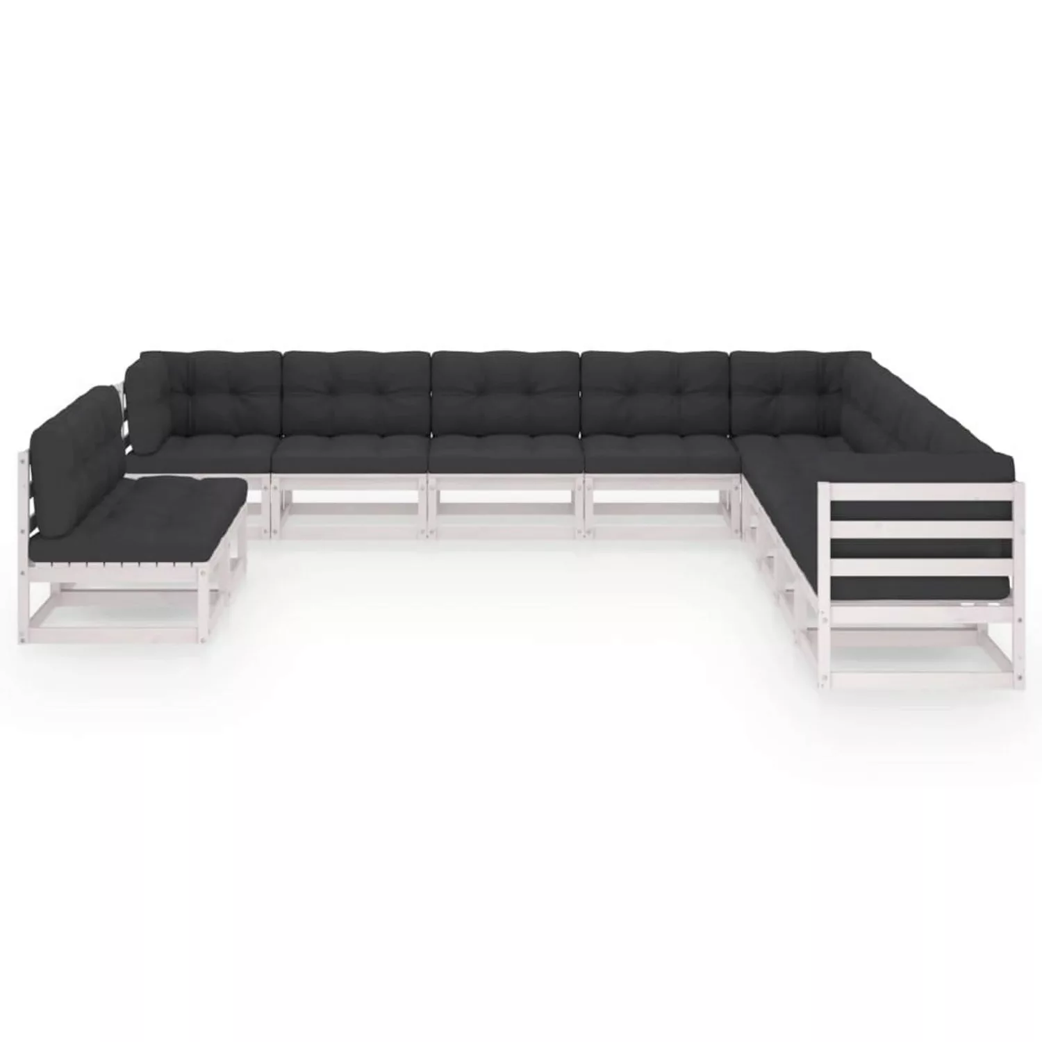 11-tlg. Garten-lounge-set Mit Kissen Weiß Kiefer Massivholz günstig online kaufen