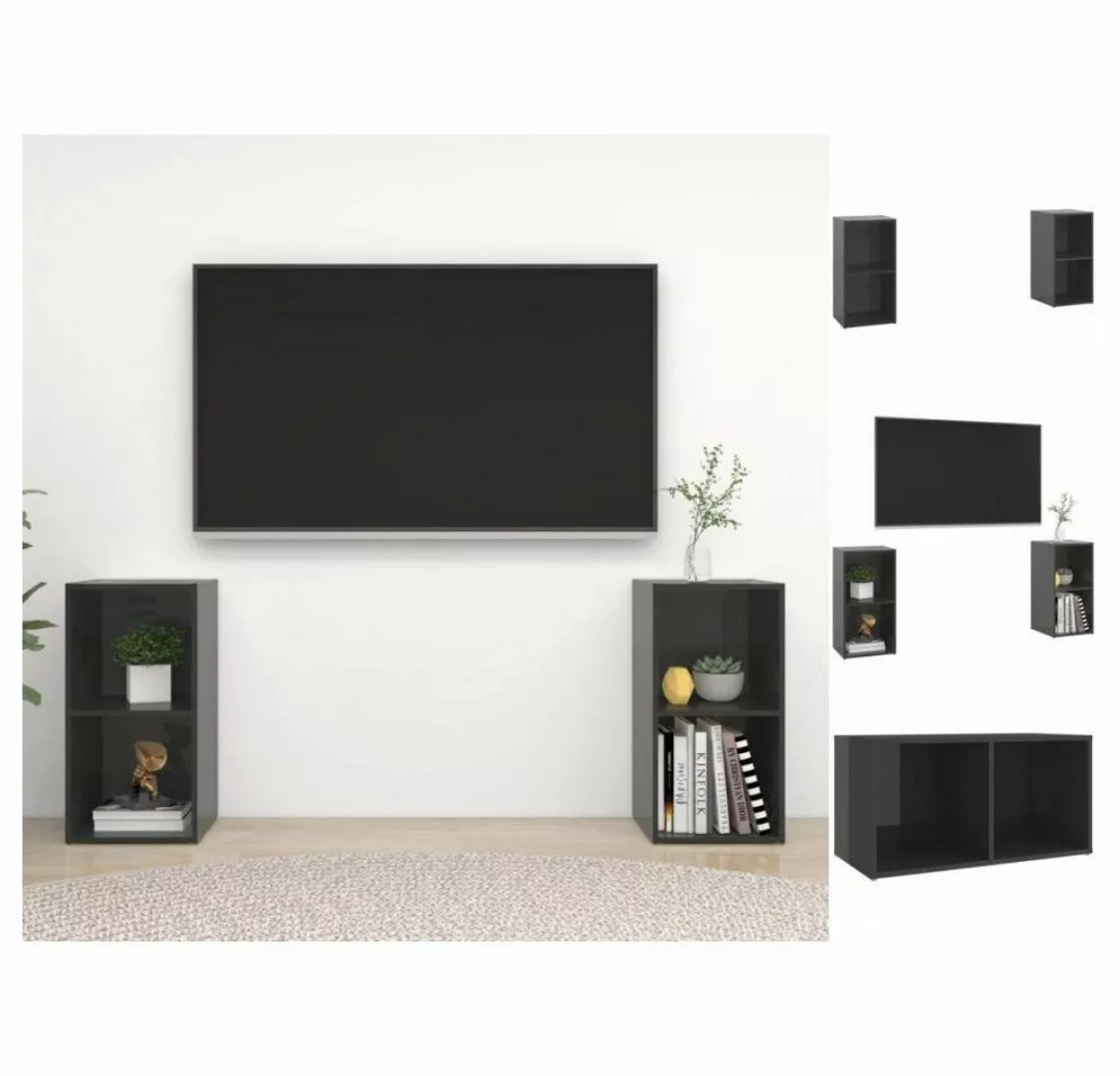 vidaXL TV-Schrank TV-Schränke 2 Stk Hochglanz-Grau 72x35x36,5 cm Spanplatte günstig online kaufen