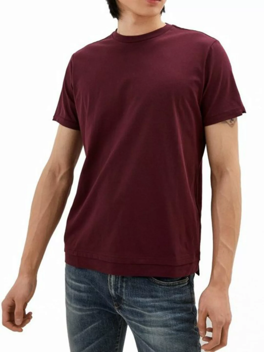 Diesel Rundhalsshirt Double Layer Bordeaux - T-Diamantik-New 62E günstig online kaufen