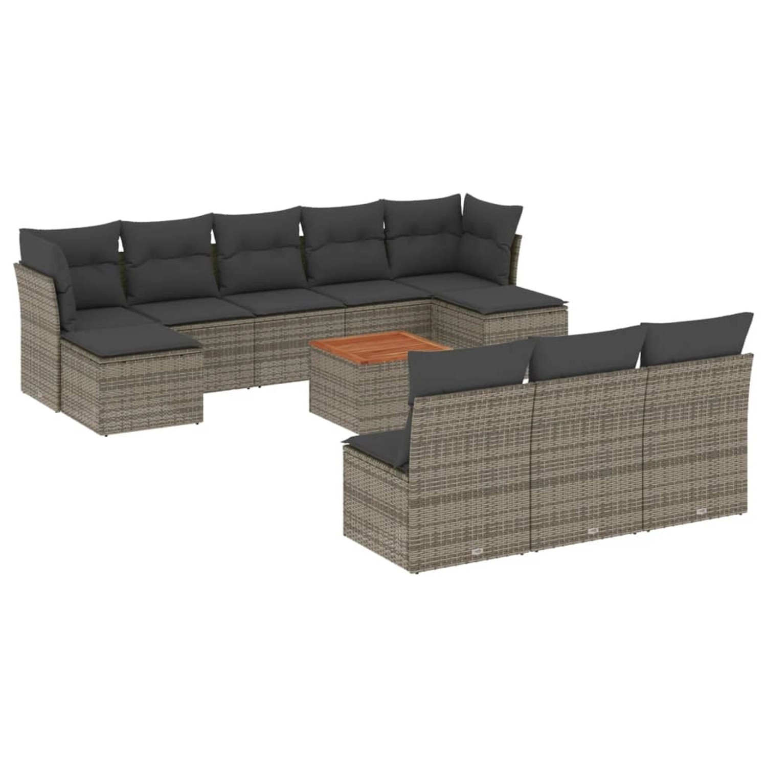 vidaXL 11-Tlg Garten-Sofagarnitur mit Kissen Grau Poly Rattan 3223869 günstig online kaufen