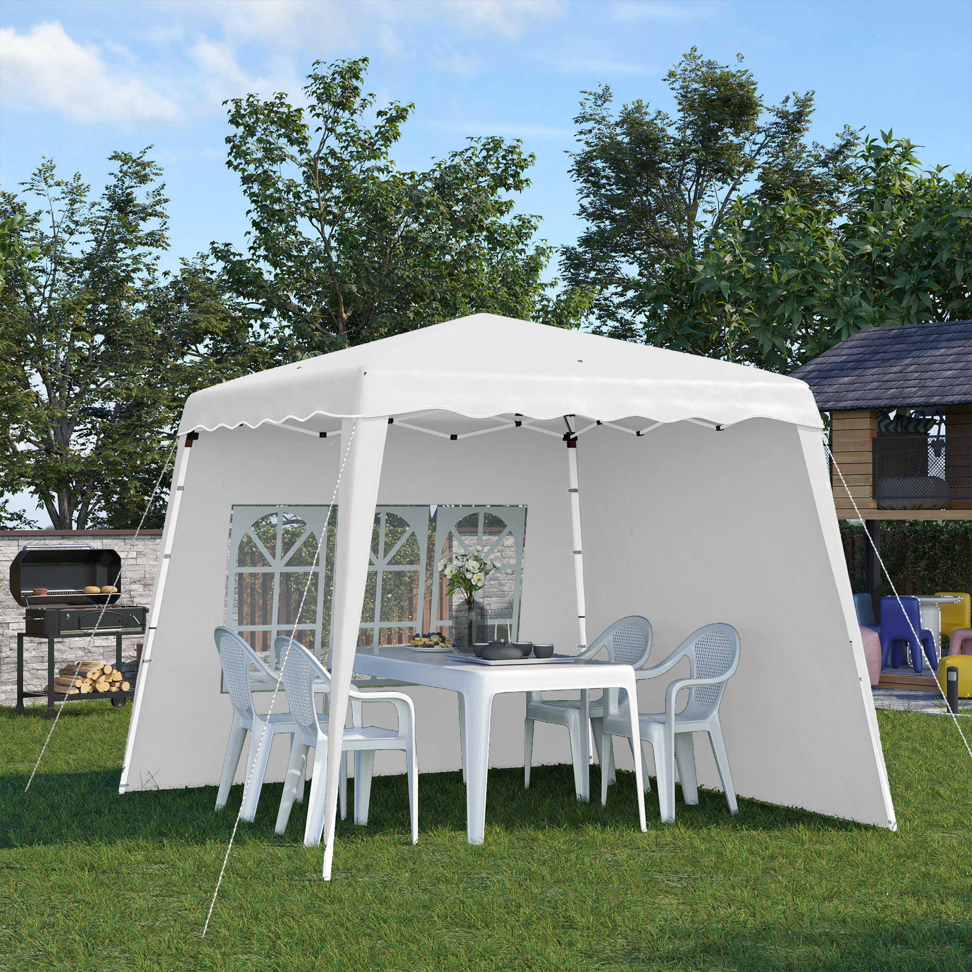 Outsunny Faltpavillon 2,4 x 2,4m Pavillon mit Seitenwand höhenverstellbar P günstig online kaufen