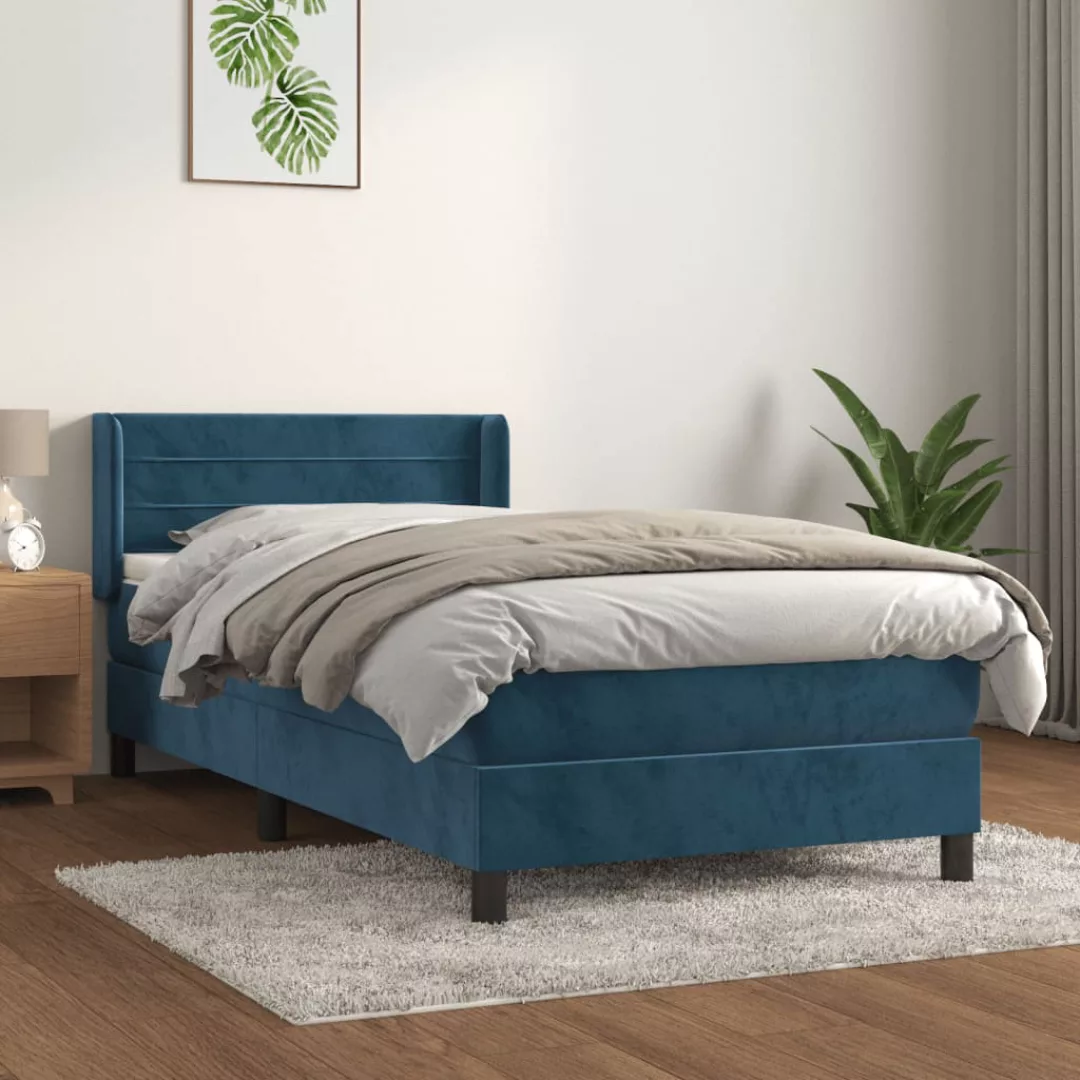 Vidaxl Boxspringbett Mit Matratze Dunkelblau 90x200 Cm Samt günstig online kaufen