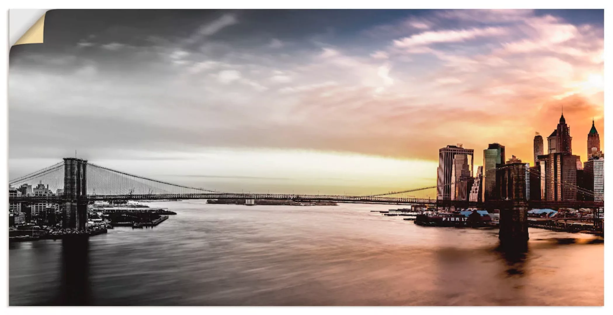 Artland Wandbild "Brooklyn Bridge Panorama", Amerika, (1 St.), als Leinwand günstig online kaufen