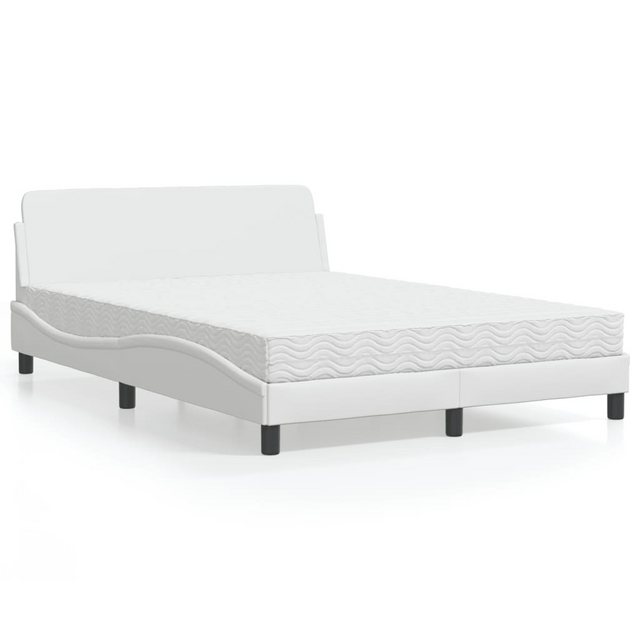 vidaXL Bett Bett mit Matratze Weiß 140x200 cm Kunstleder günstig online kaufen