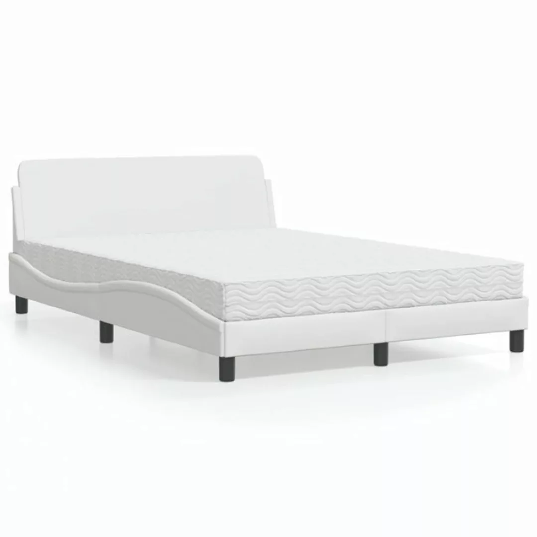 vidaXL Bett Bett mit Matratze Weiß 120x200 cm Kunstleder günstig online kaufen